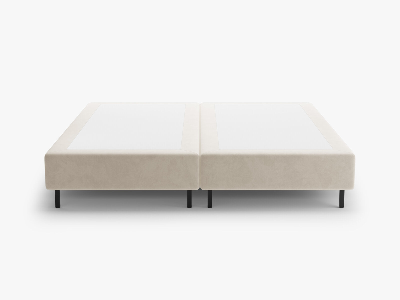 Micadoni Whale Polster-Bettgestell Samt Paris Beige Schwarzes Metall 140x200