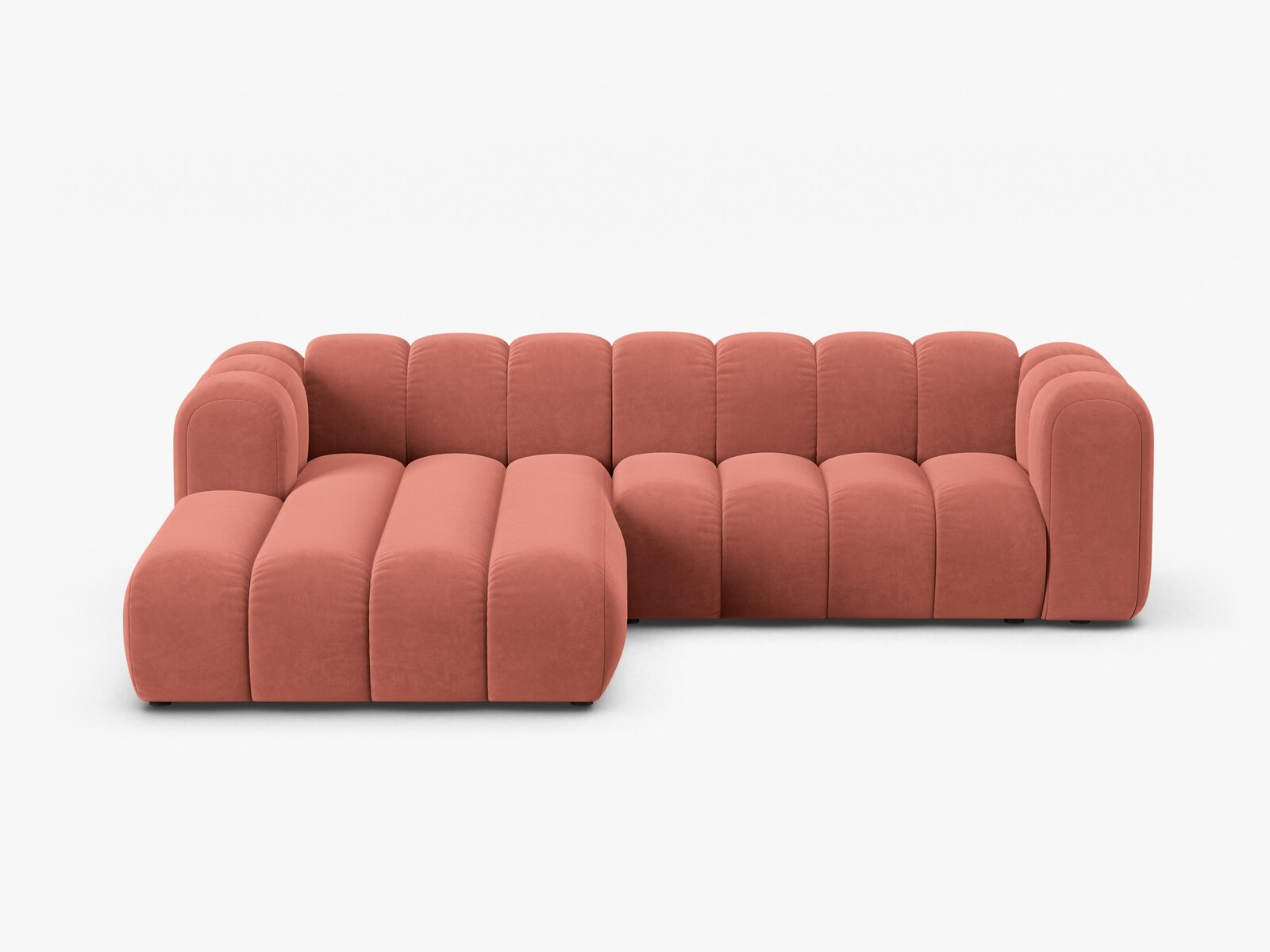 Micadoni Modulares Ecksofa Lupine 4-Sitzer mittelgroß Links Samt Salvador Koralle
