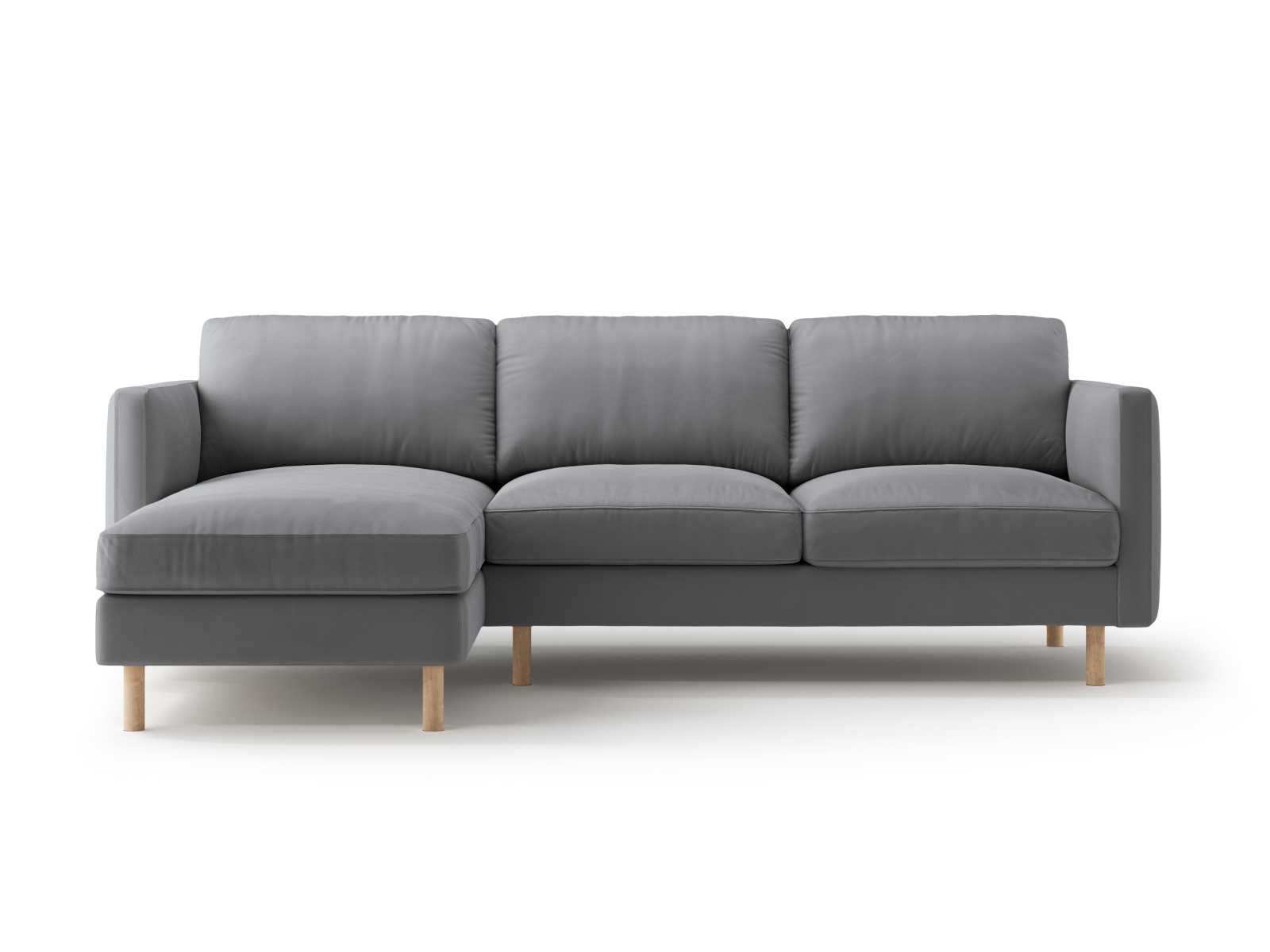 Micadoni Ecksofa Eden Groß 3-Sitzer Links Samt Grau