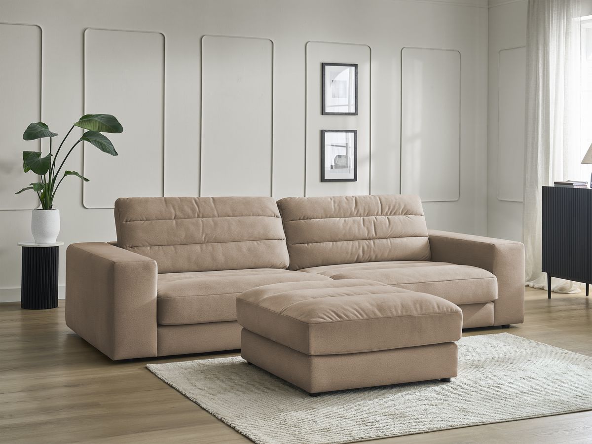 Bobochic Sierra Sofa 4-Sitzer mit Pouf Samt Taupe