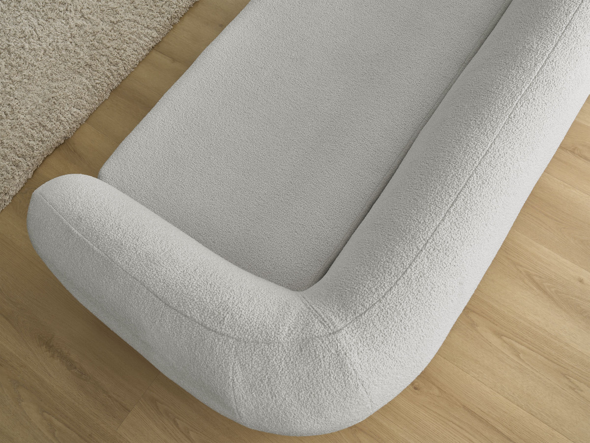 Bobochic Neyo Schlafsofa 3-Sitzer Bouclé-Stoff Hellgrau