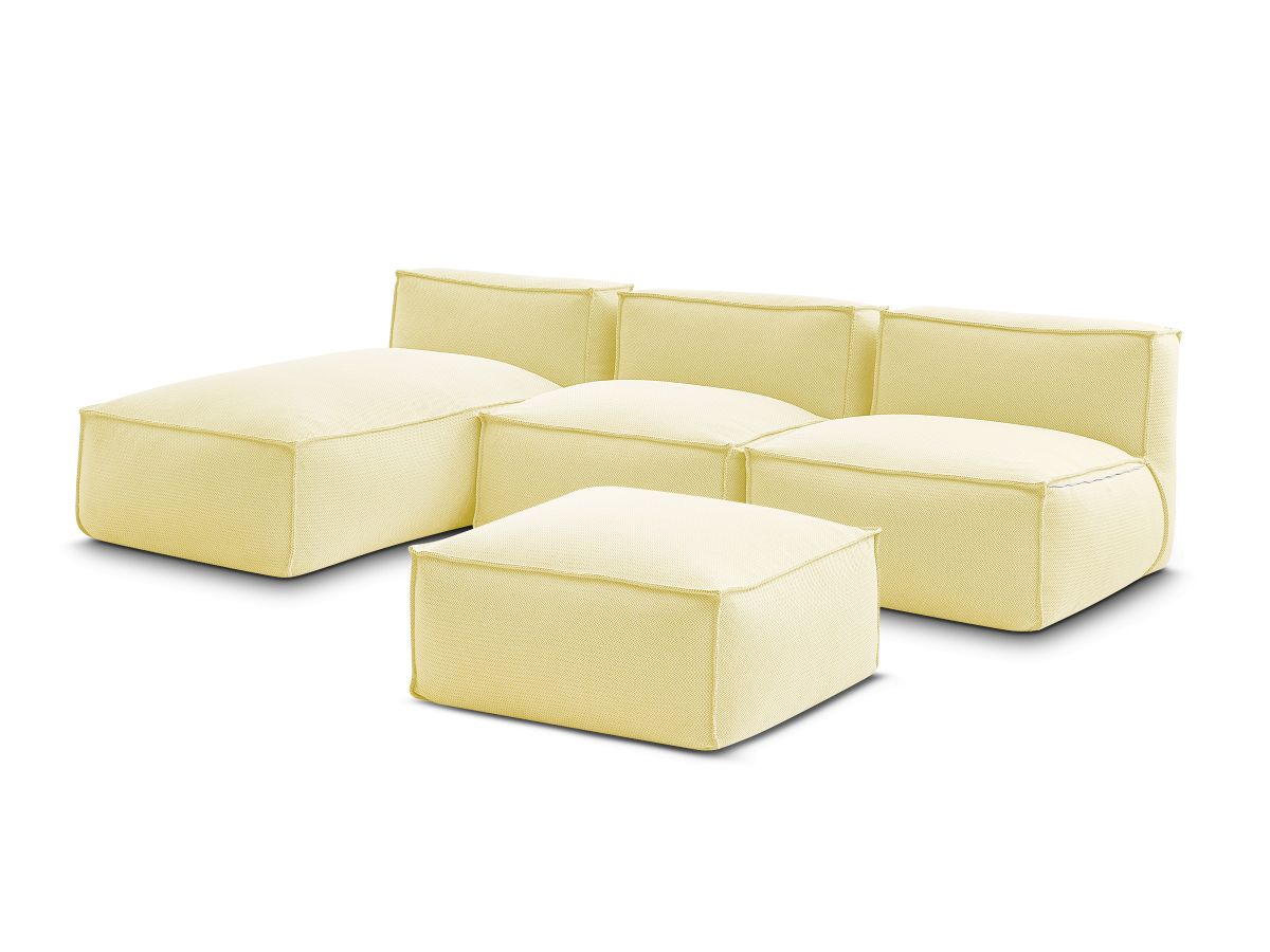 Bobochic Biarritz Gartensofa 4-Sitzer mit Pouf 252 × 168 cm Melange-Stoff Gelb