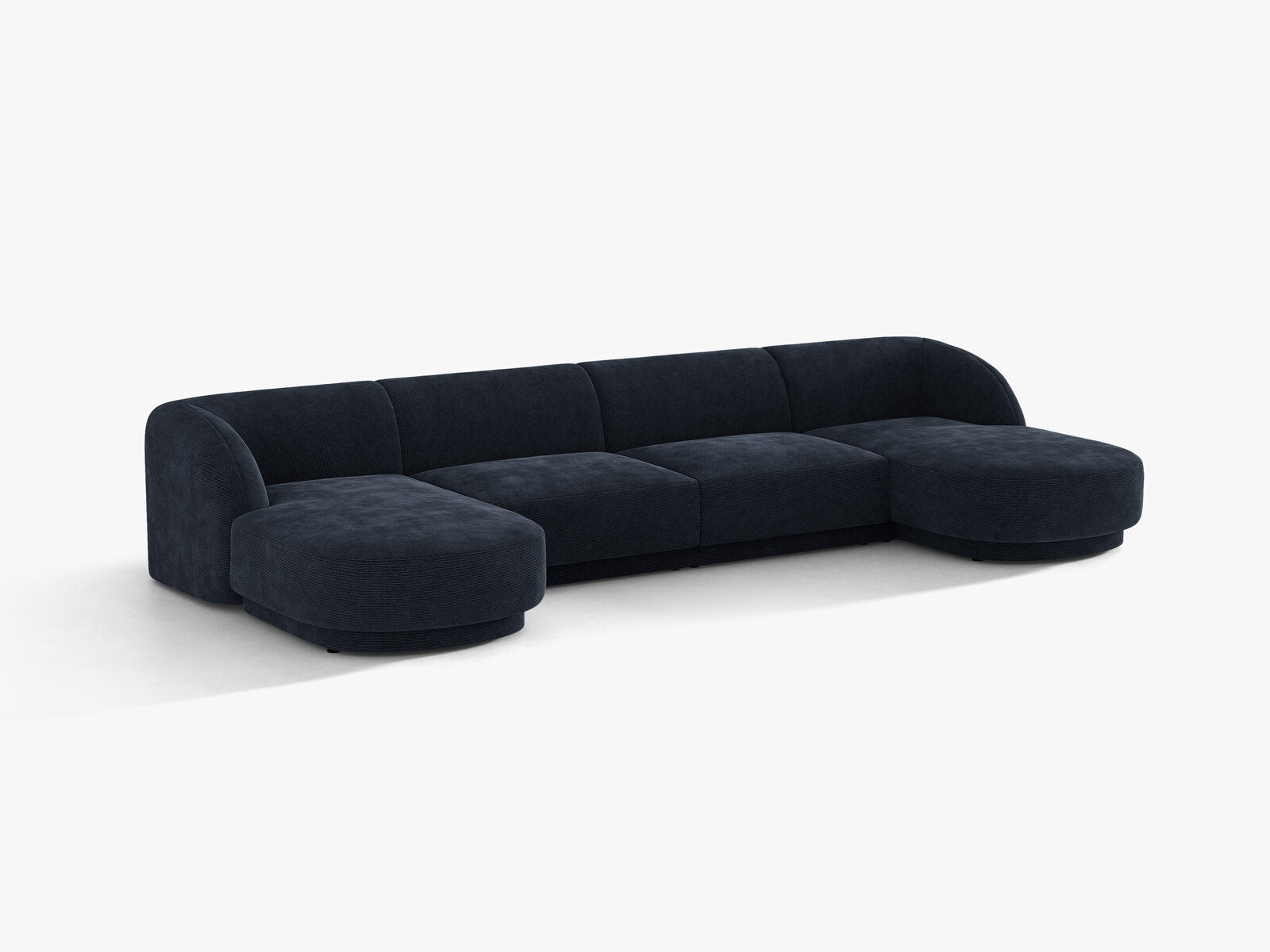 Micadoni Panorama-Sofa Miley 5-Sitzer Chenille Eden Marineblau