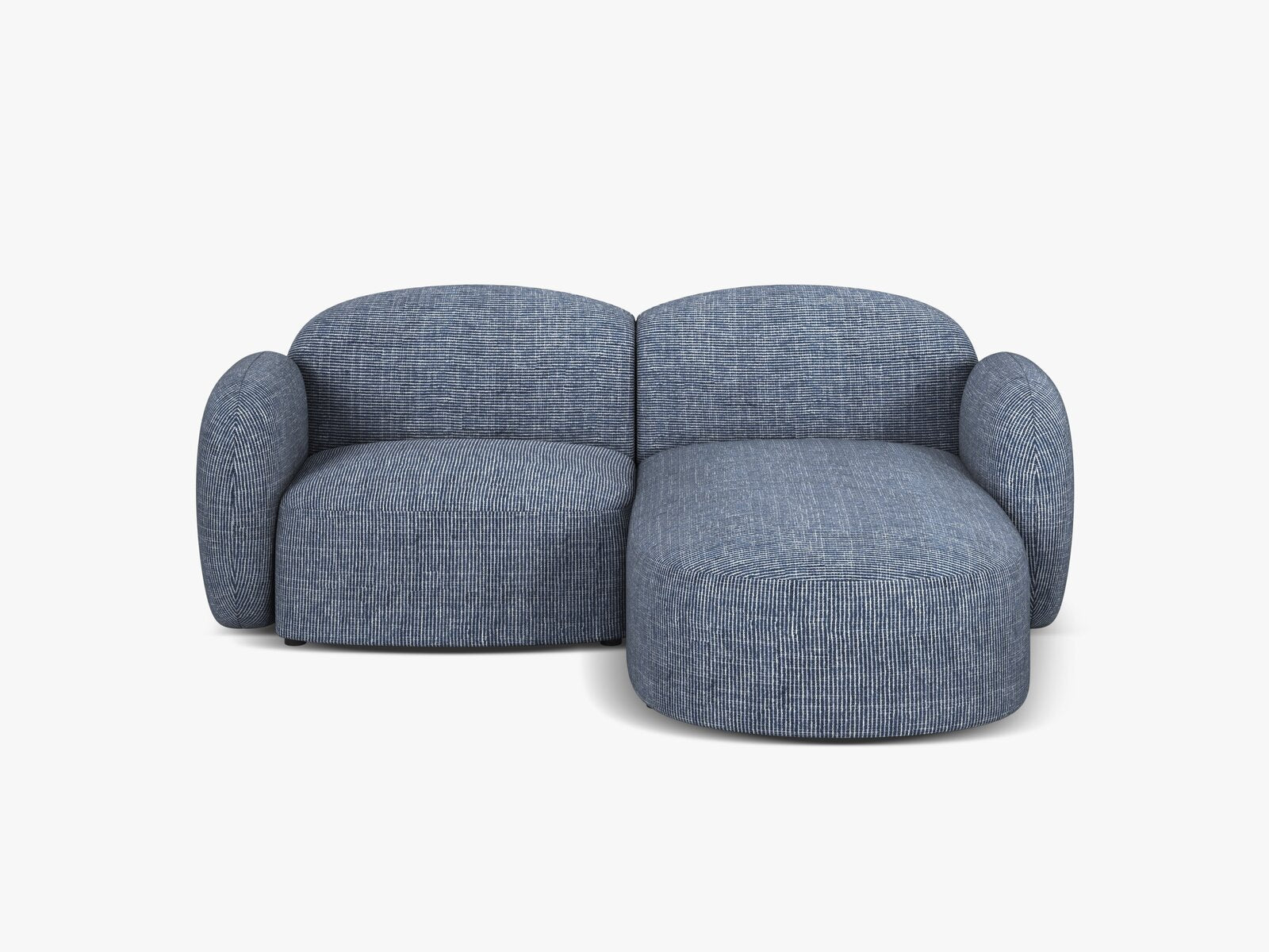 Micadoni Ecksofa Blair 3-Sitzer Rechts Strukturierter Stoff Baltimore Blau Melange
