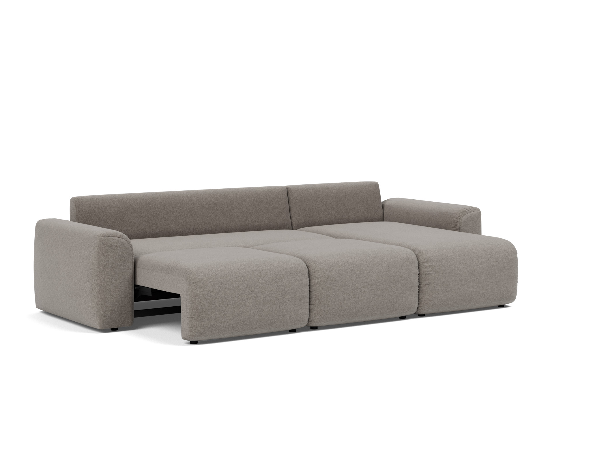 Schlafsofa Norum mit Chaiselongue und Chunky-Armlehnen Flachgewebe Mixed Dance 521-Grey
