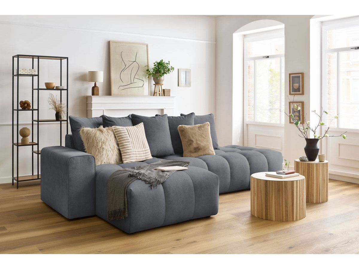 Bobochic Mont-blanc Ecksofa Samt Dunkelgrau Ecke links