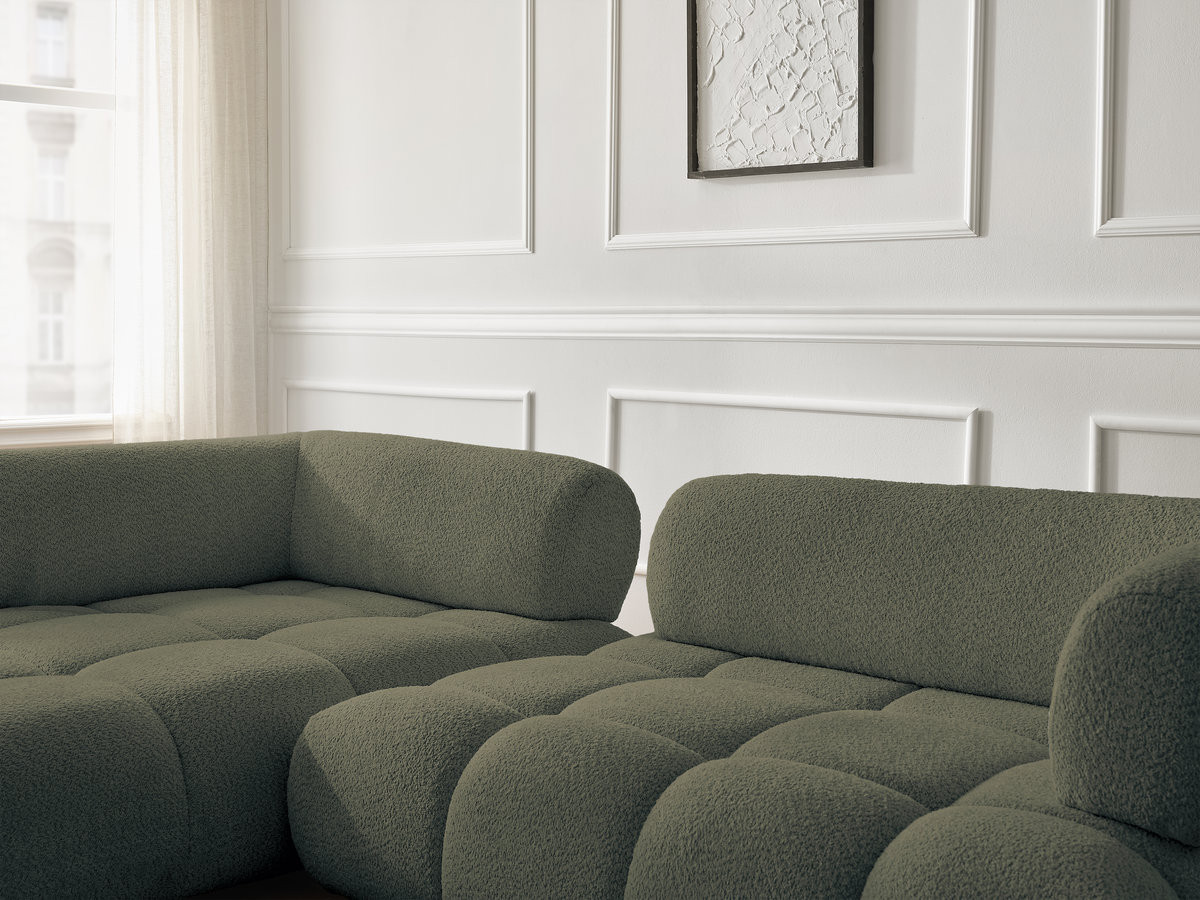 Bobochic Alya Ecksofa Bouclé-Stoff Grün Ecke links