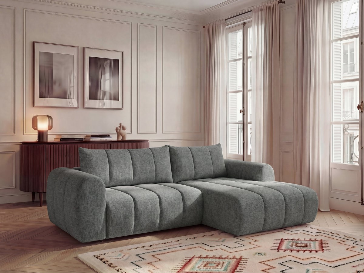 Bobochic Nesty Ecksofa 272 cm Melange-Stoff Dunkelgrau Ecke rechts