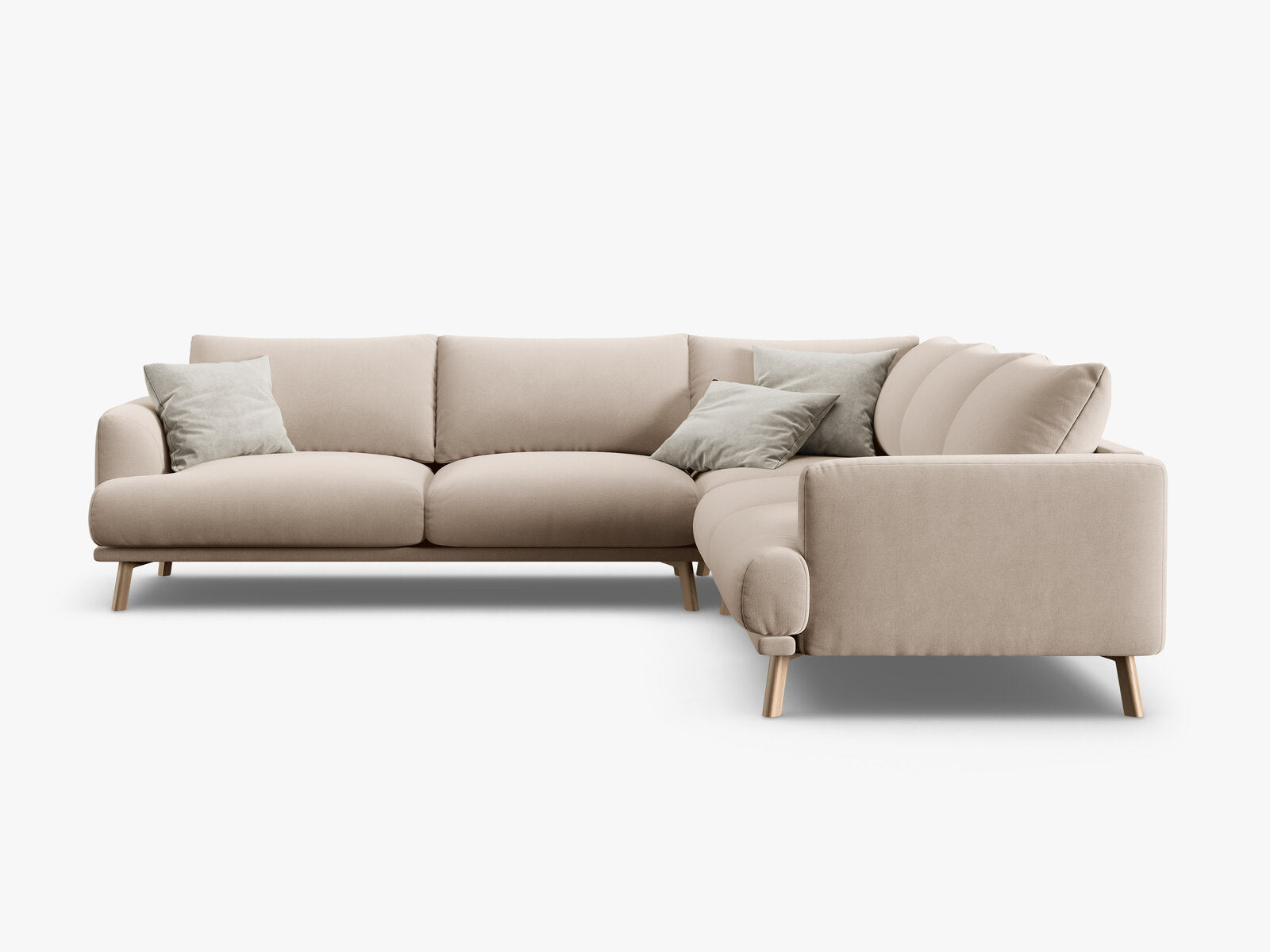 Micadoni symmetrisches Ecksofa Naomi 5-Sitzer Samt Salvador Beige