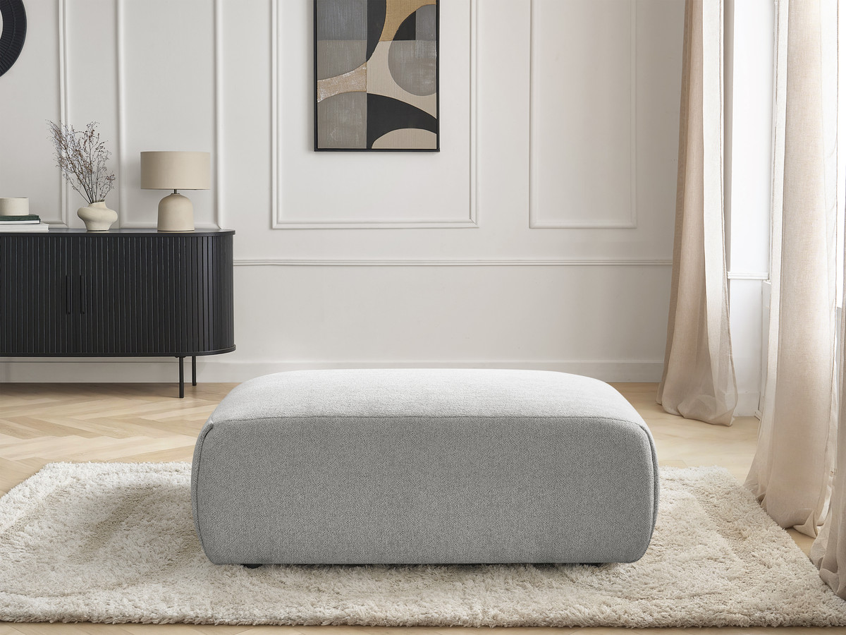 Bobochic Jana Pouf 63 × 114 cm Melange-Stoff Hellgrau