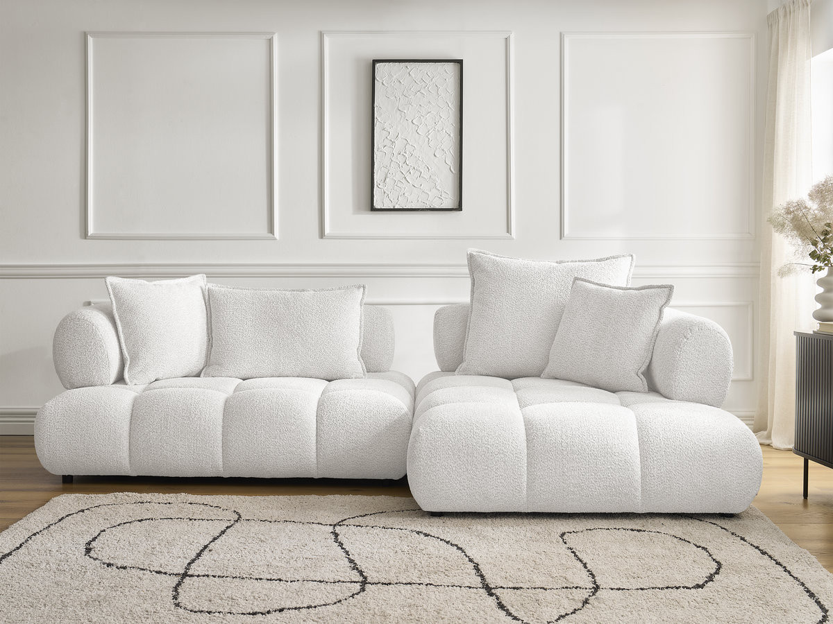 Bobochic Alya Ecksofa Bouclé-Stoff Weiß Ecke rechts