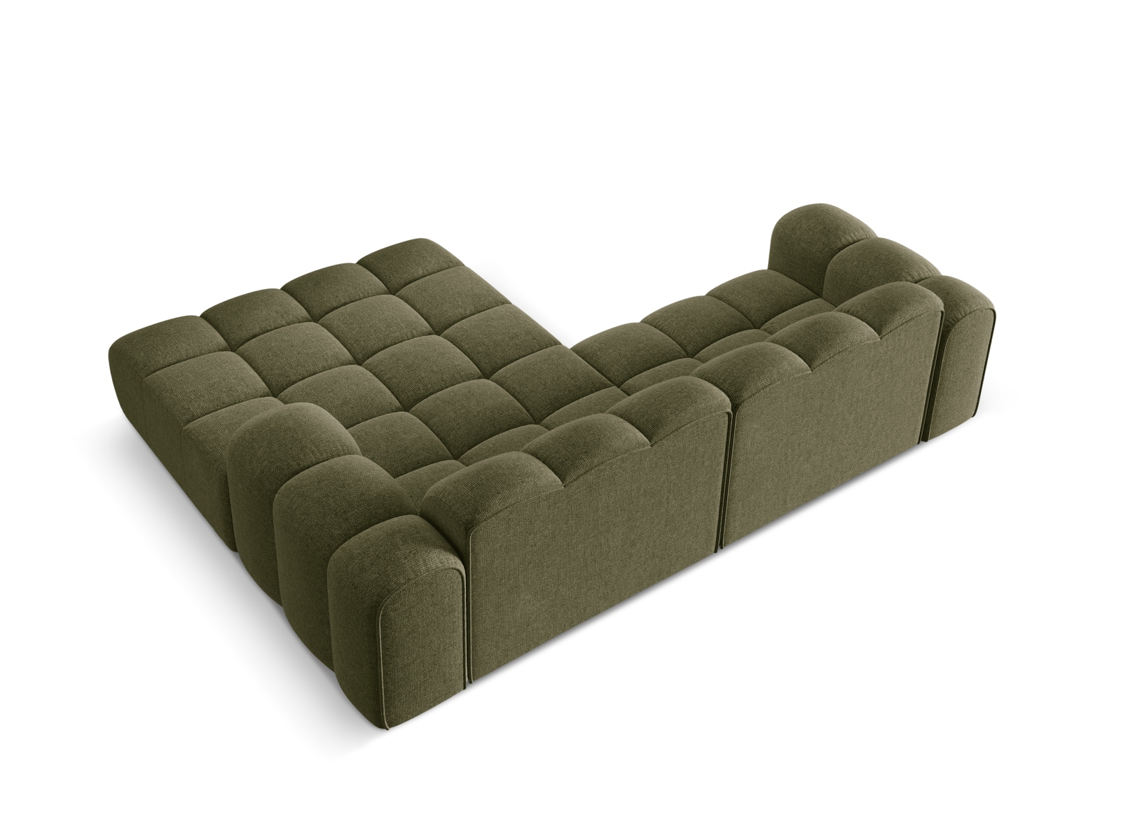 Cosmopolitan Design Ecksofa Treno 3-Sitzer Chenille Eden Grün Rechts