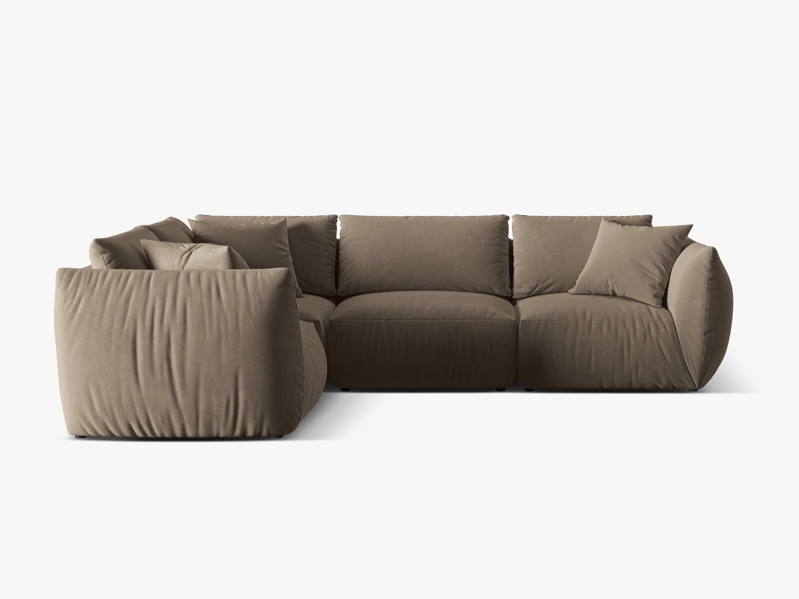 Micadoni Ecksofa Chris 4-Sitzer Links Samt Hellbraun