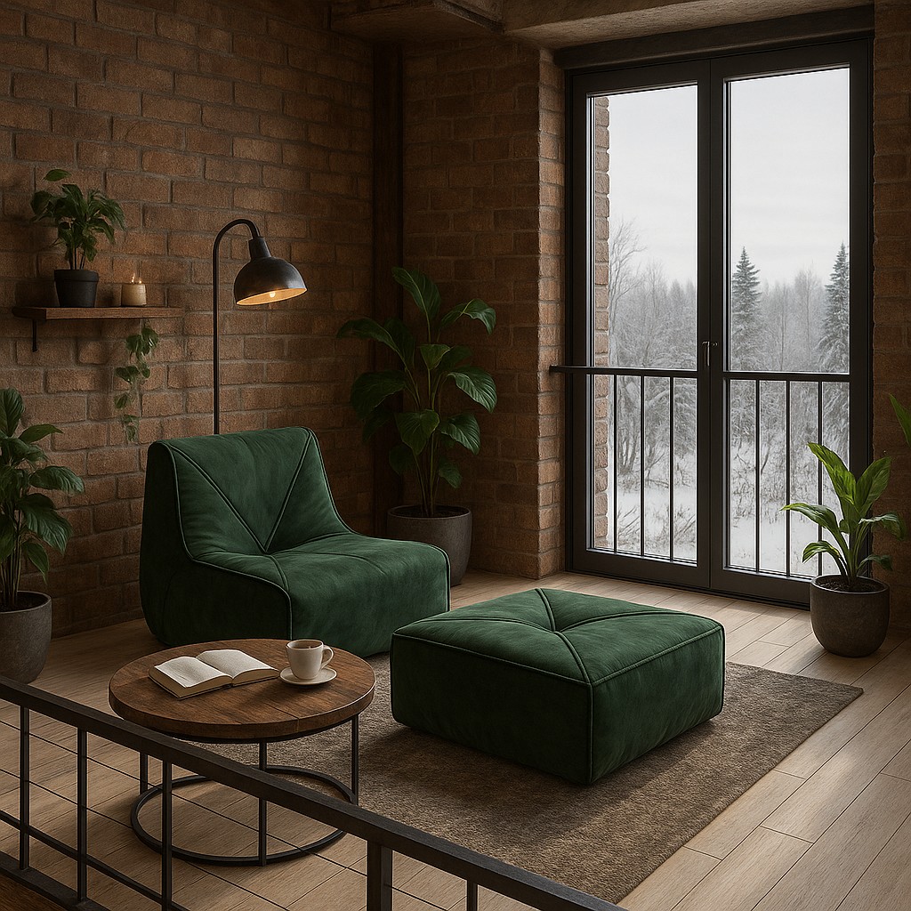 Livin Hill Sessel mit Fußhocker Nua Flaschengrün