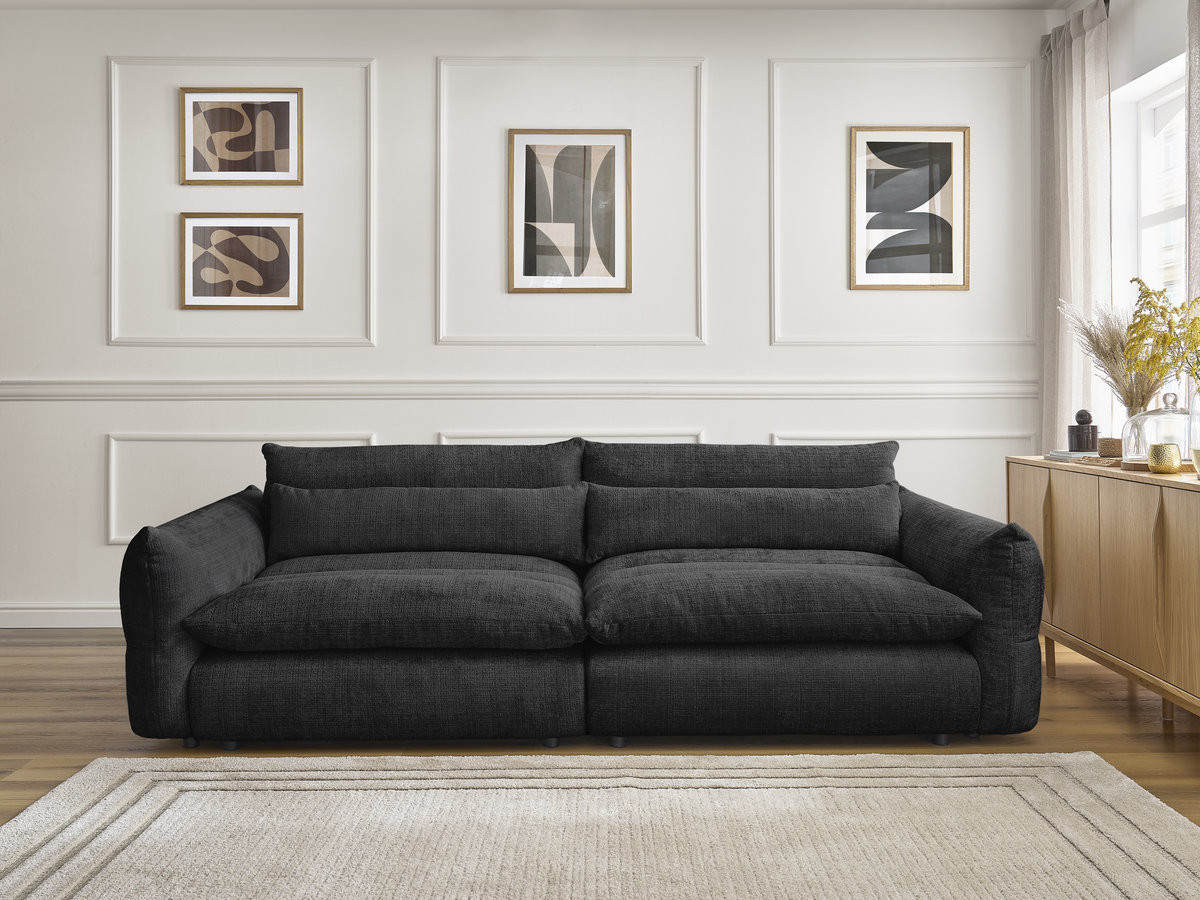Bobochic Neil Sofa 3-Sitzer Strukturstoff Schwarz