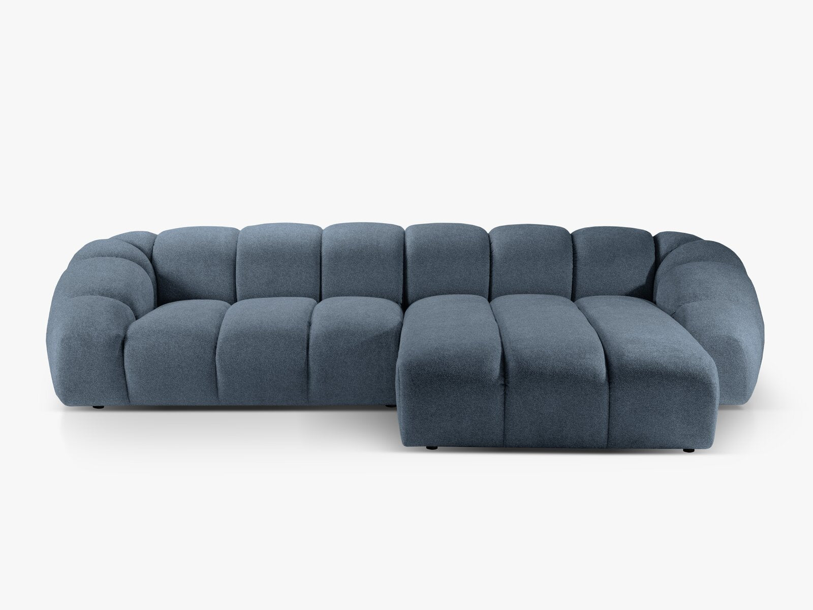 Micadoni Ecksofa Diana 4-Sitzer Rechts Strukturierter Samtstoff Jeansblau