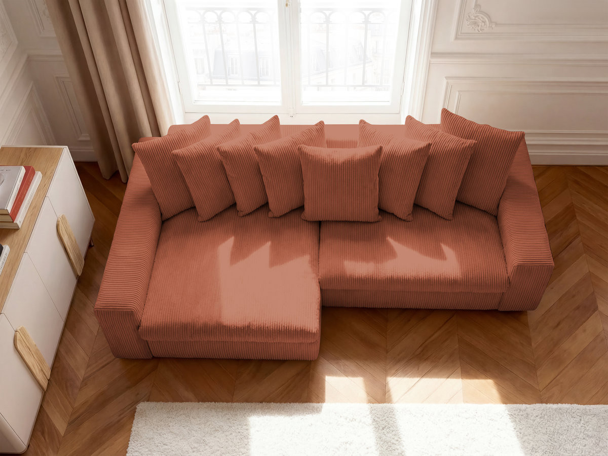 Bobochic Enore Ecksofa 330 × 157 cm Cordsamt Orange Ecke links