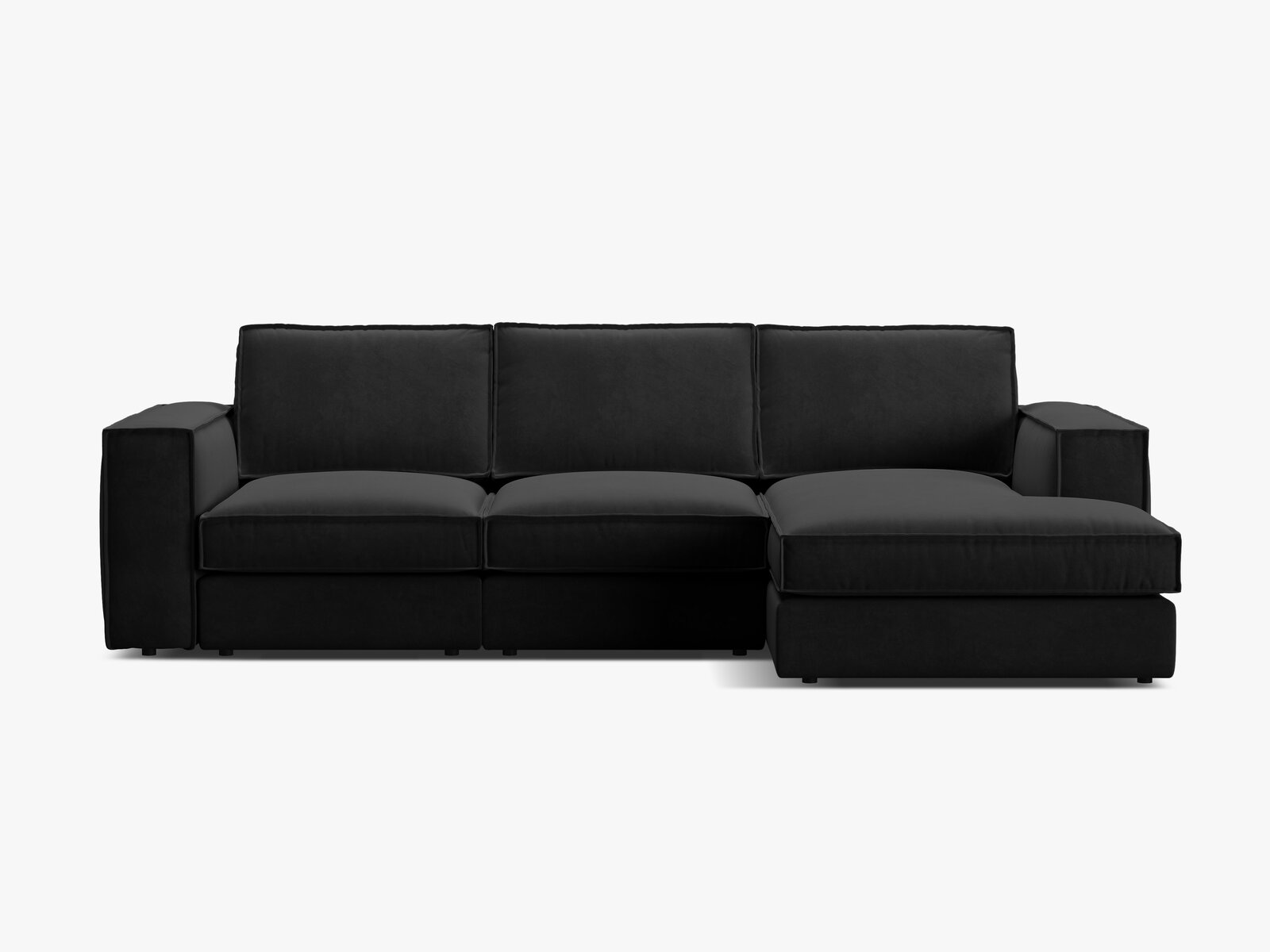 Micadoni modulares Ecksofa Pola 3-Sitzer Rechts Samt Salvador Schwarz