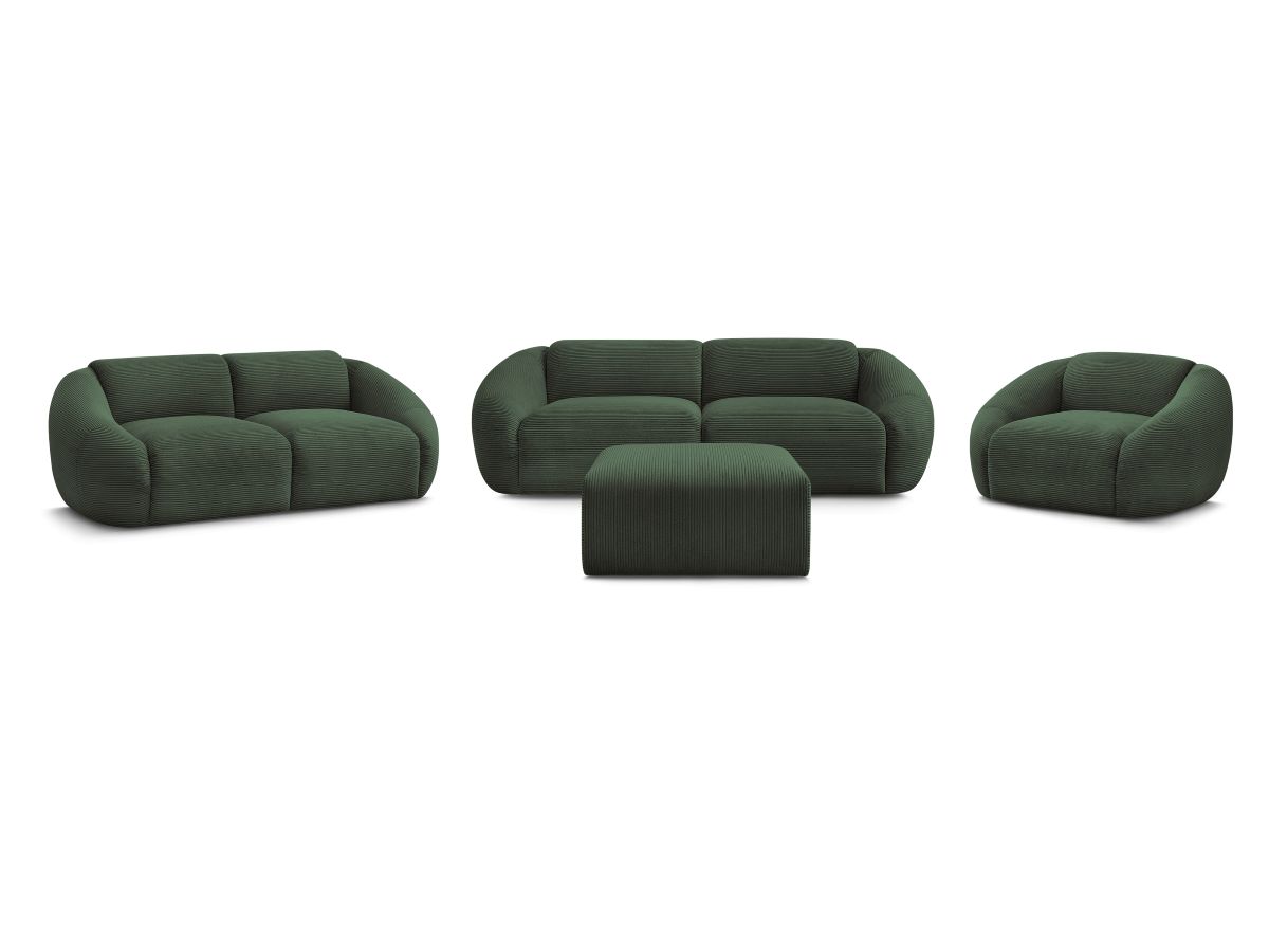 Bobochic Tina Sofa 7-Sitzer mit Pouf Cordsamt Grün