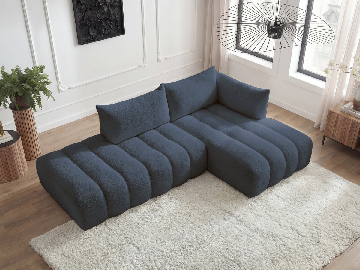 Bobochic Azra Ecksofa 319 × 178 cm Bouclé-Stoff Dunkelblau Ecke rechts