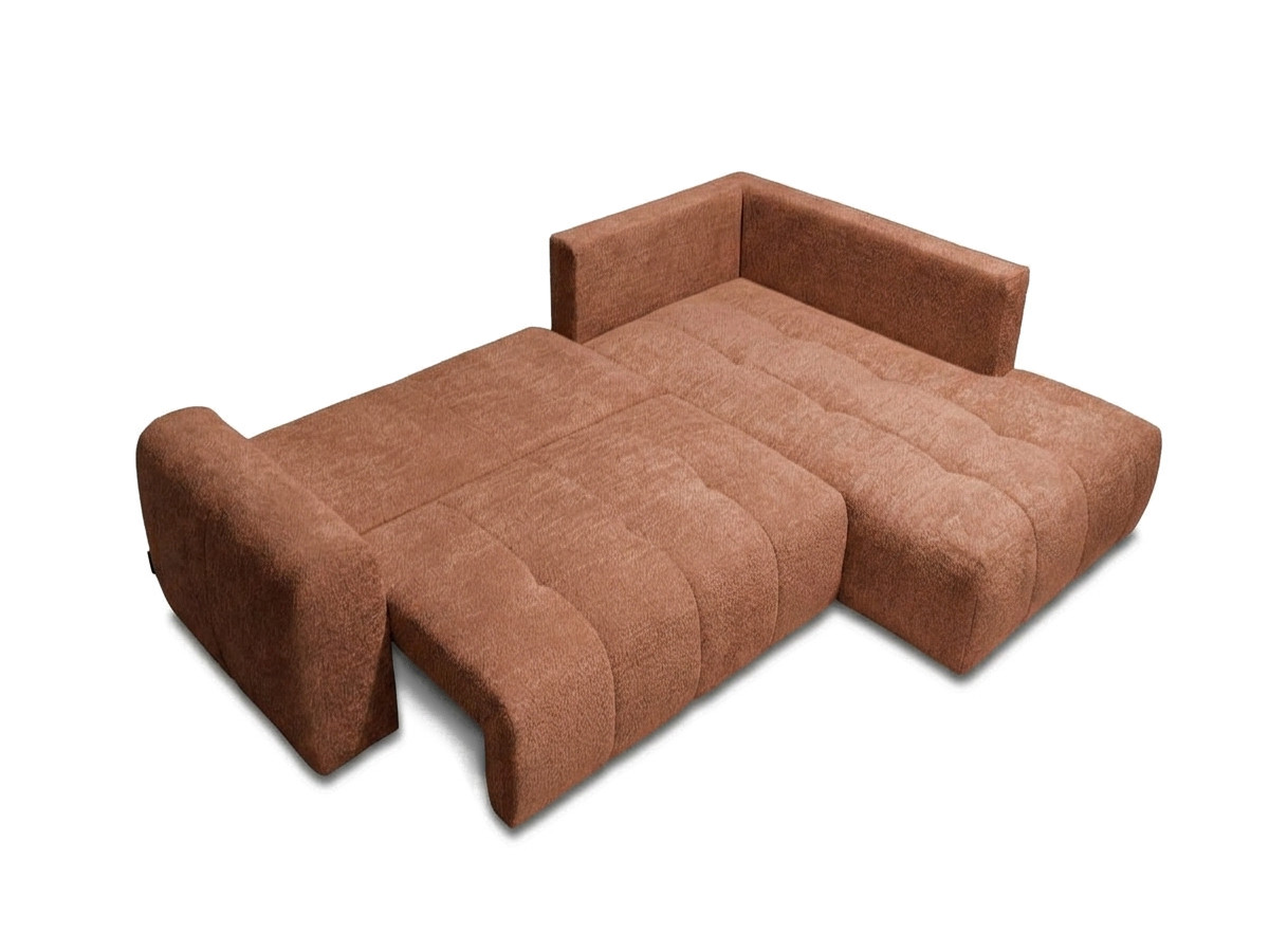 Bobochic Roxelane Ecksofa mit Schlaffunktion und Bettkasten Bouclé-Stoff Orange Ecke rechts