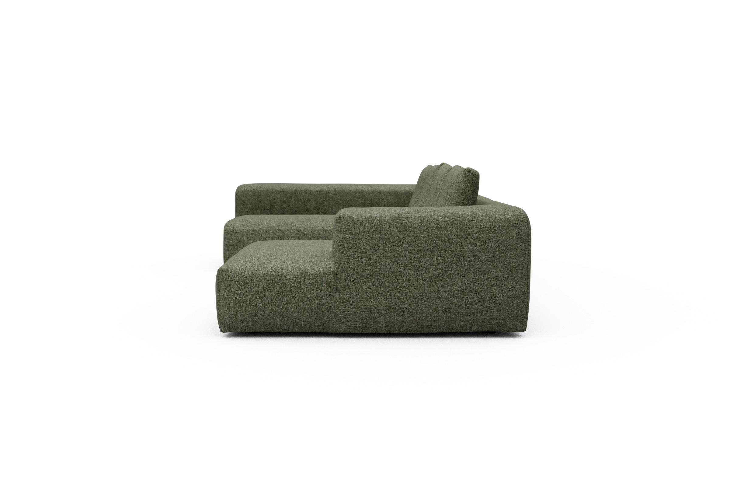 Wohnlandschaft Fred Chaiselongue rechts mit 2-Sitzer und lange Armlehne links Carreno-Vivid-Green