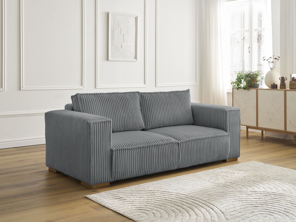 Bobochic Chelsea Sofa 2-Sitzer Breitcord weich Dunkelgrau