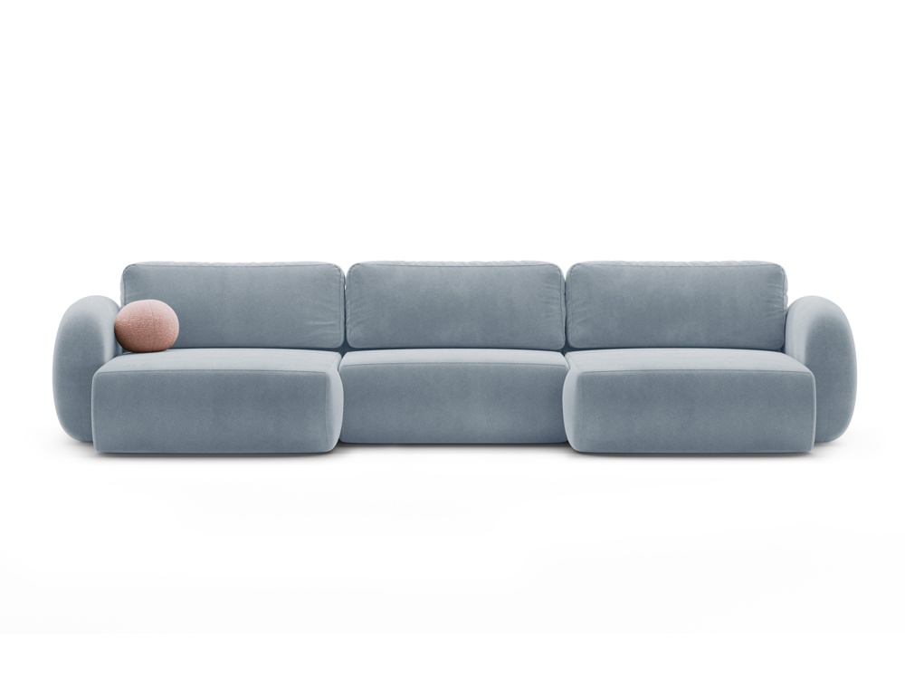 Cosmopolitan Design Panoramasofa Tonale 5-Sitzer mit Schlaffunktion und Bettkasten Samt Magic Velvet Blaugrau