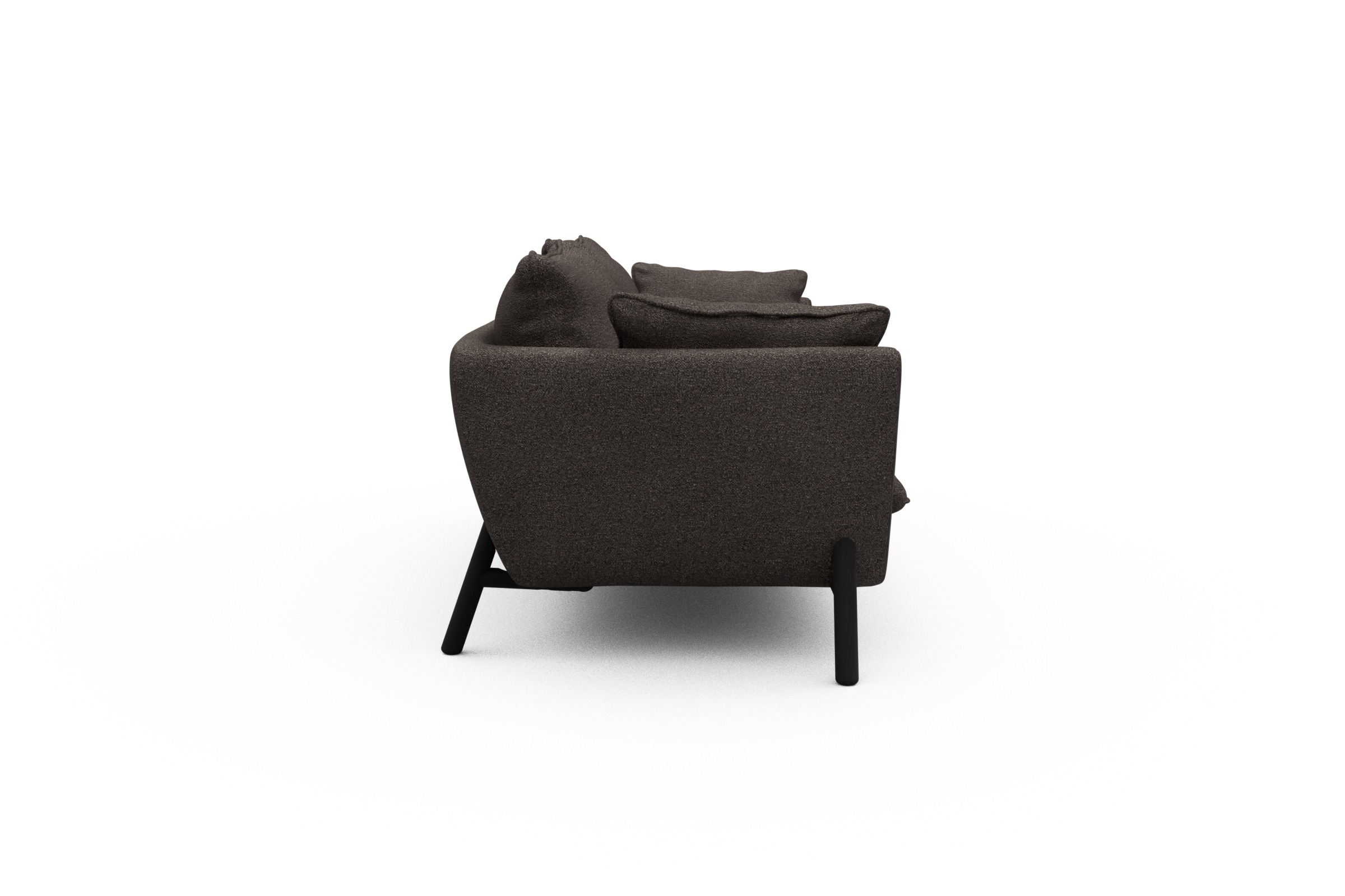 Sofa Emil PREMIUM 3-Sitzer Beinfarbe Eiche Schwarz Boucle-Taupe