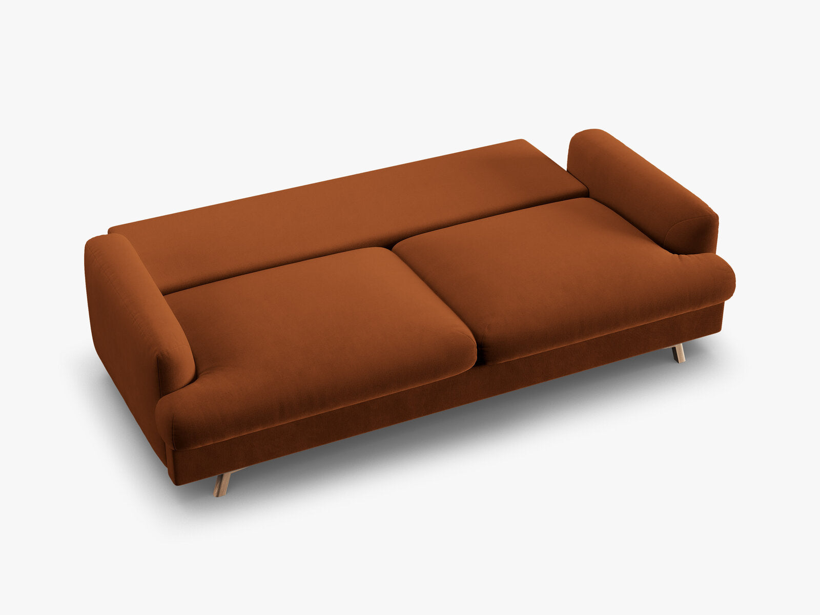 Micadoni Naomi Schlafsofa 3-Sitzer mit Bettkasten Samt Salvador Terrakotta