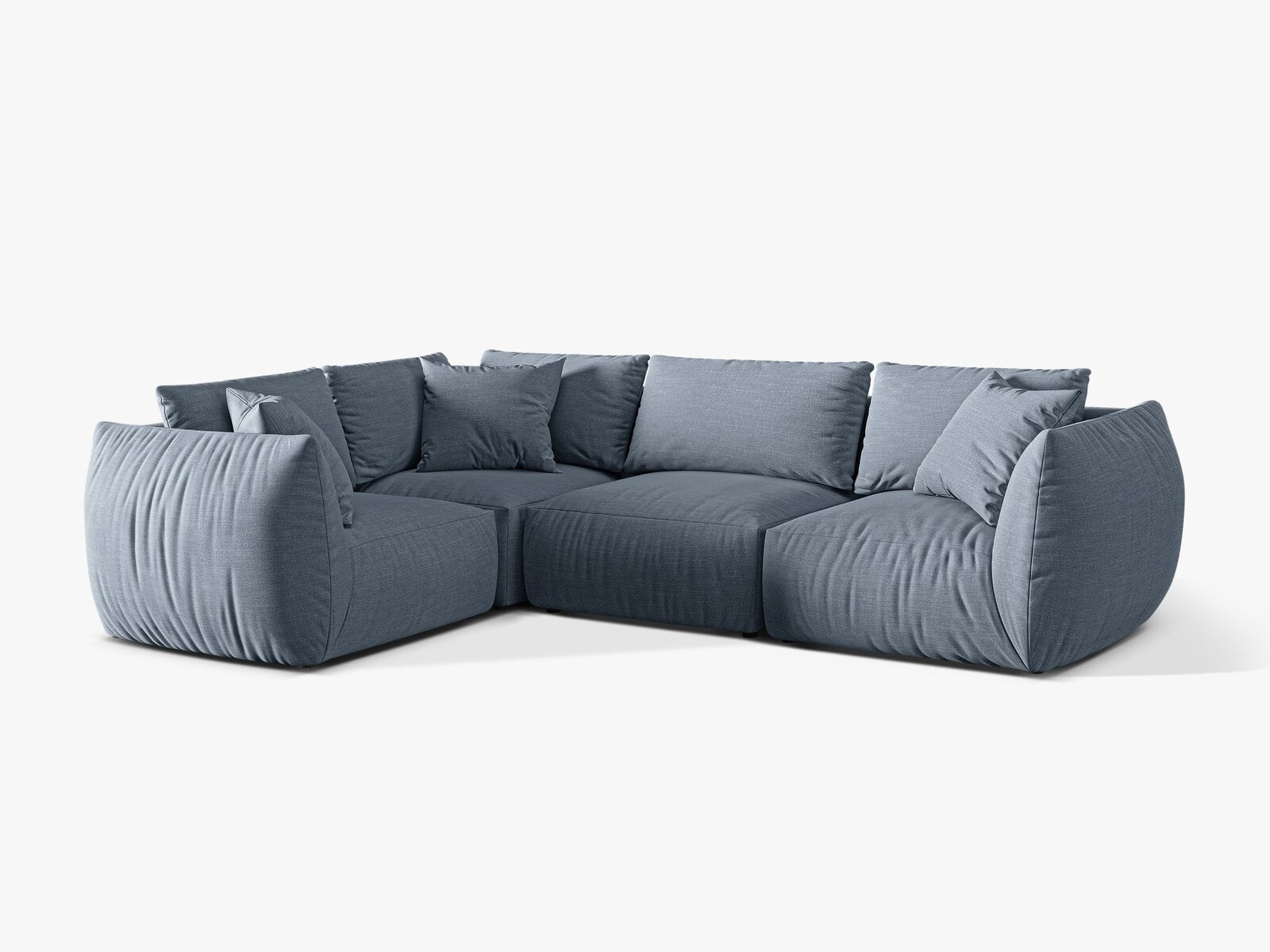 Micadoni Ecksofa Chris 4-Sitzer Links Strukturierter Stoff Gedämpftes Blau