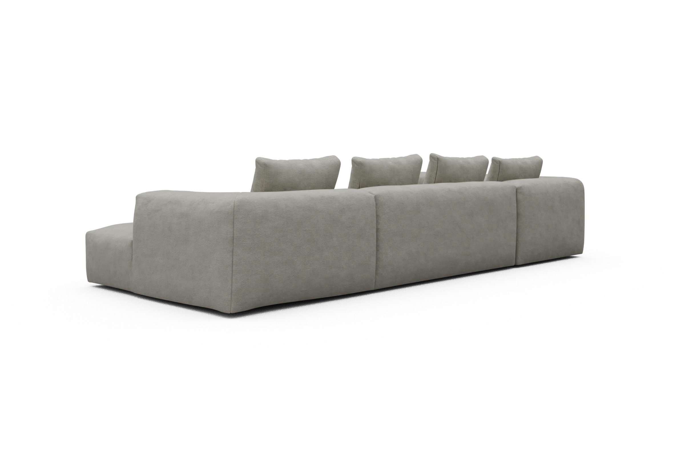 Wohnlandschaft Fred Chaiselongue rechts mit 2-Sitzer und lange Armlehne links Carreno-Moon-Stone-White