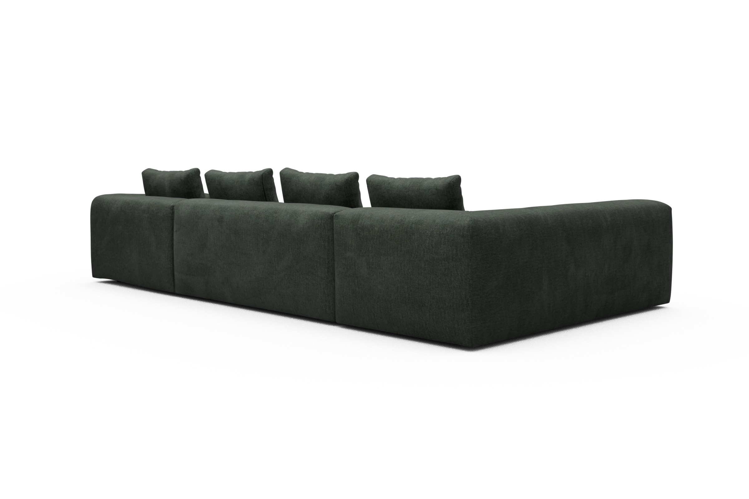 Wohnlandschaft Fred Chaiselongue rechts mit 2-Sitzer und lange Armlehne links Aivi-Pine-Green
