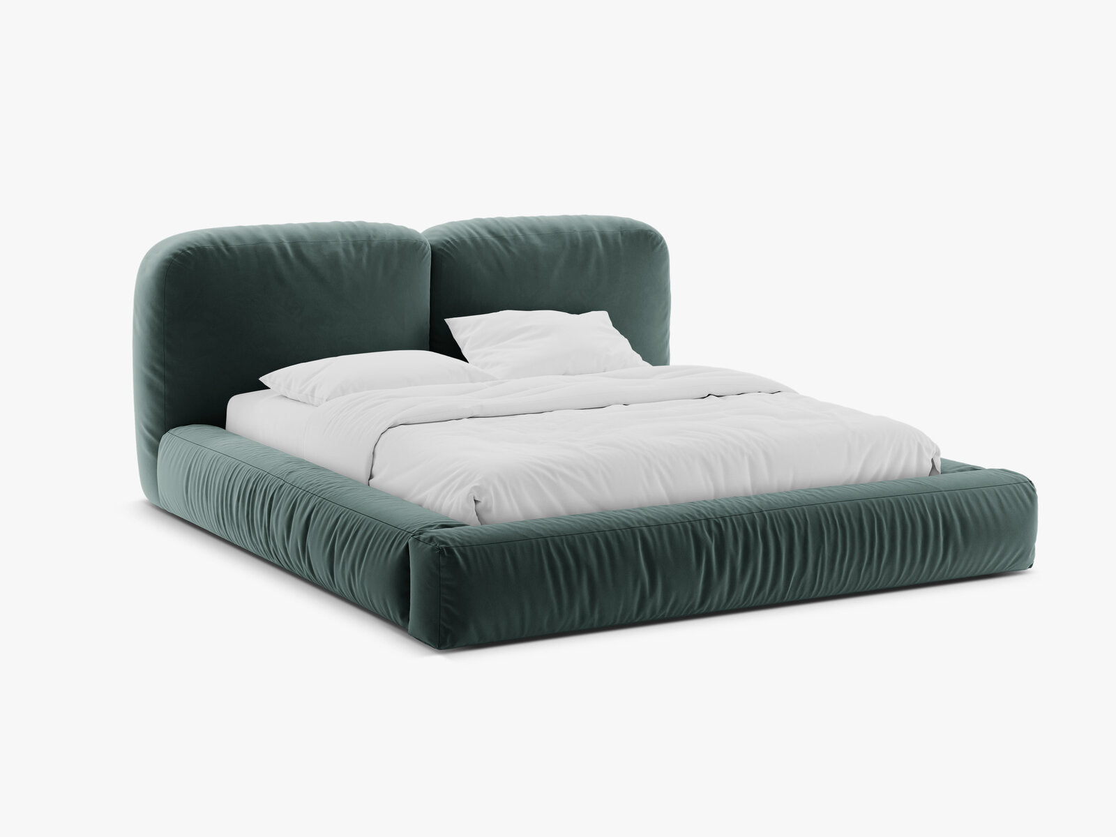 Micadoni Stauraumbett mit Kopfteil Martina Samt Vogue Petrol 180x200