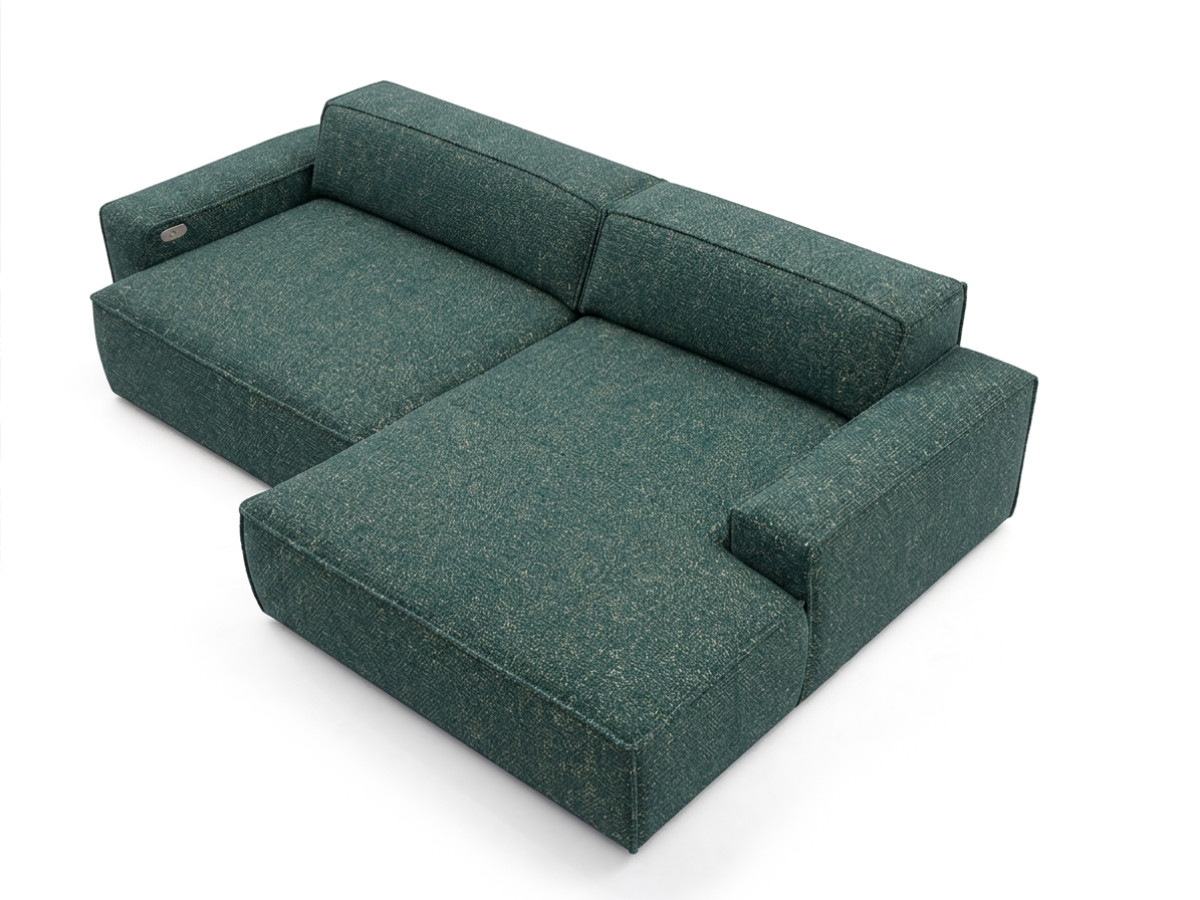 Bobochic Abel Ecksofa mit Schlaffunktion Melange-Stoff Grün Ecke rechts
