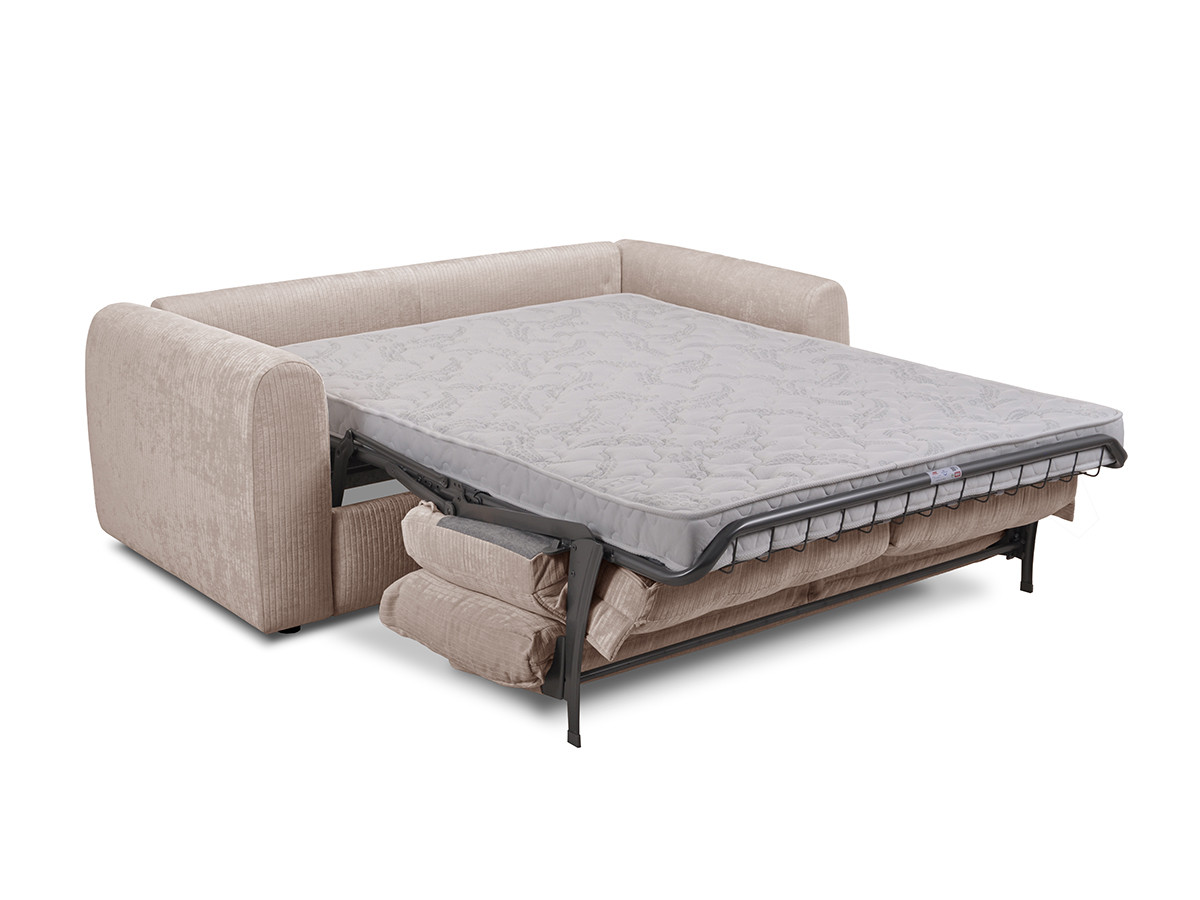 Bobochic Archi Schlafsofa 3-Sitzer Cordsamt Beige, Liegefläche 140 × 190 cm