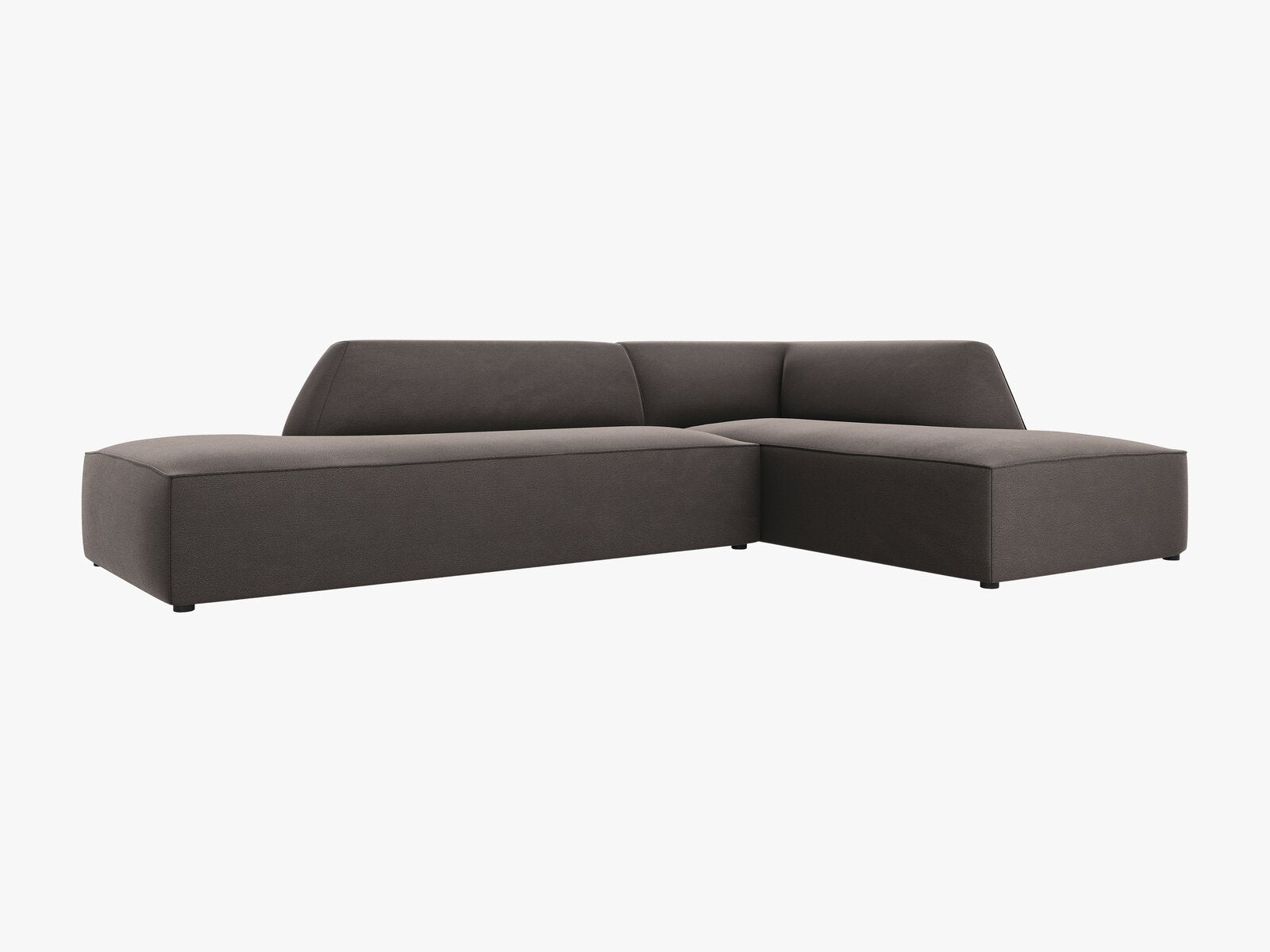 Micadoni Ecksofa Ruby 4-Sitzer Rechts Samt Salvador Dunkelgrau