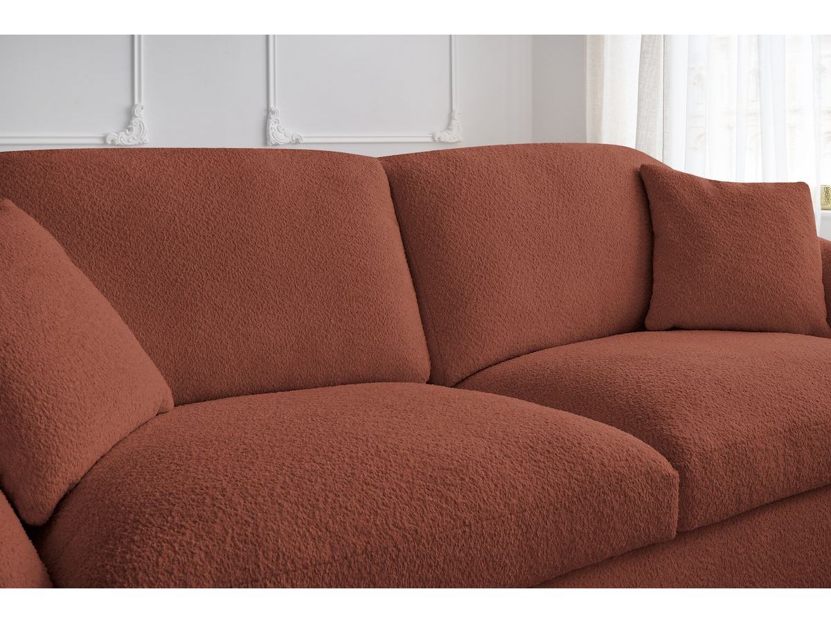 Bobochic Cezanne Schlafsofa 3-Sitzer Bouclé-Stoff Orange, Liegefläche 160 × 194 cm