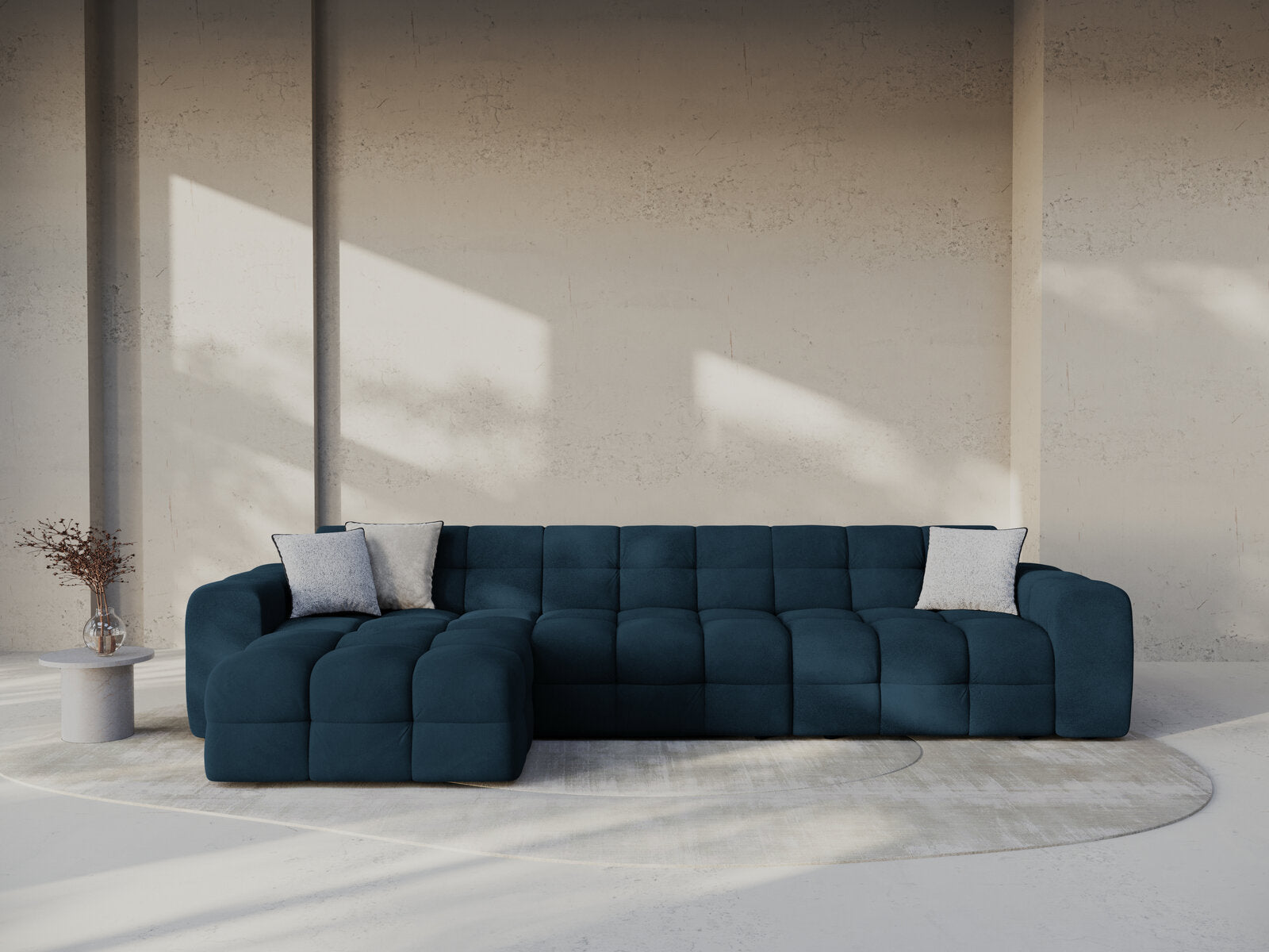 Micadoni Ecksofa Kendal 5-Sitzer Links Samt Magic Velvet Marineblau