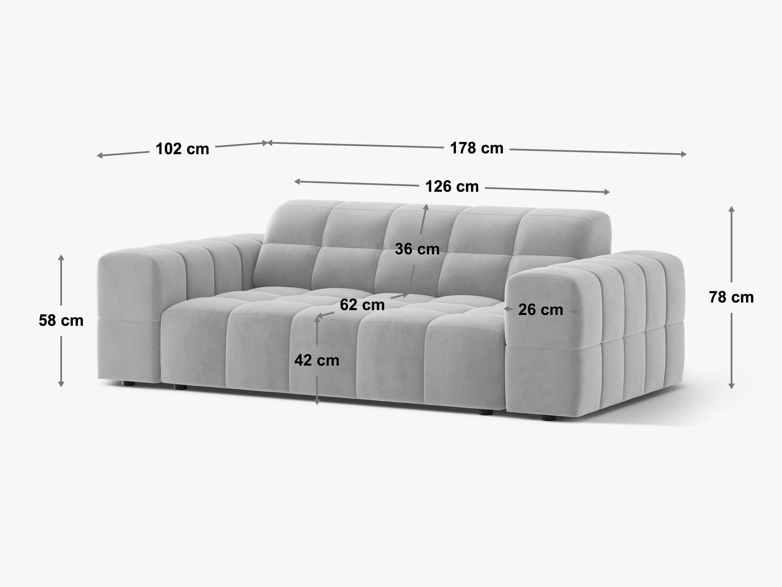Micadoni Jennifer Sofa 2-Sitzer Chenille Eden Dunkelbeige