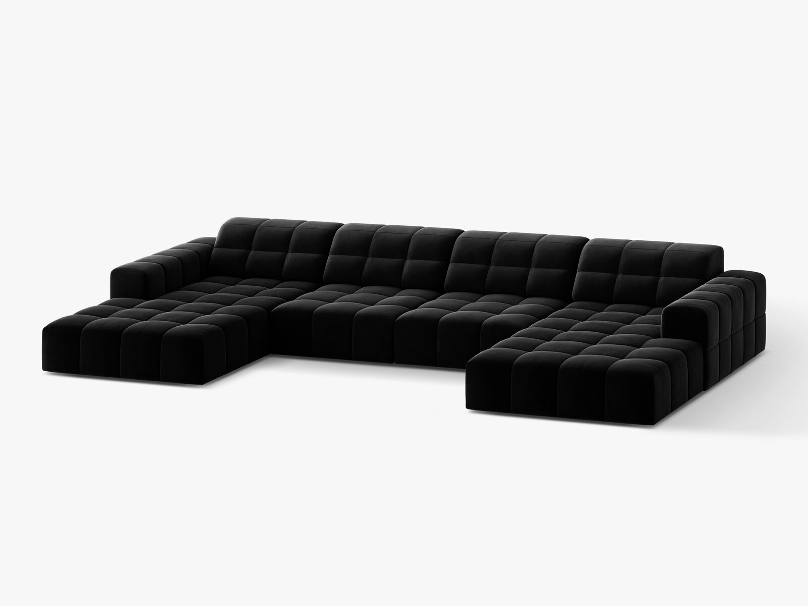 Micadoni Panorama Sofa Jennifer 6-Sitzer Samt Venus Schwarz