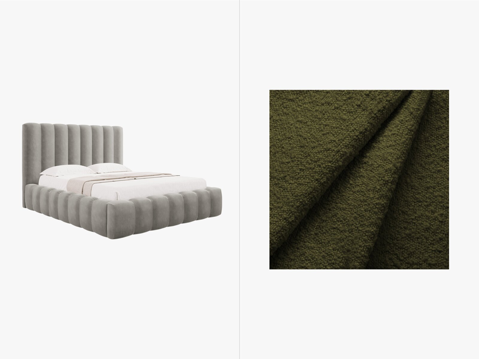 Micadoni Bett Kelp Boucle Baloo Dunkel-Olivgrün 140x200