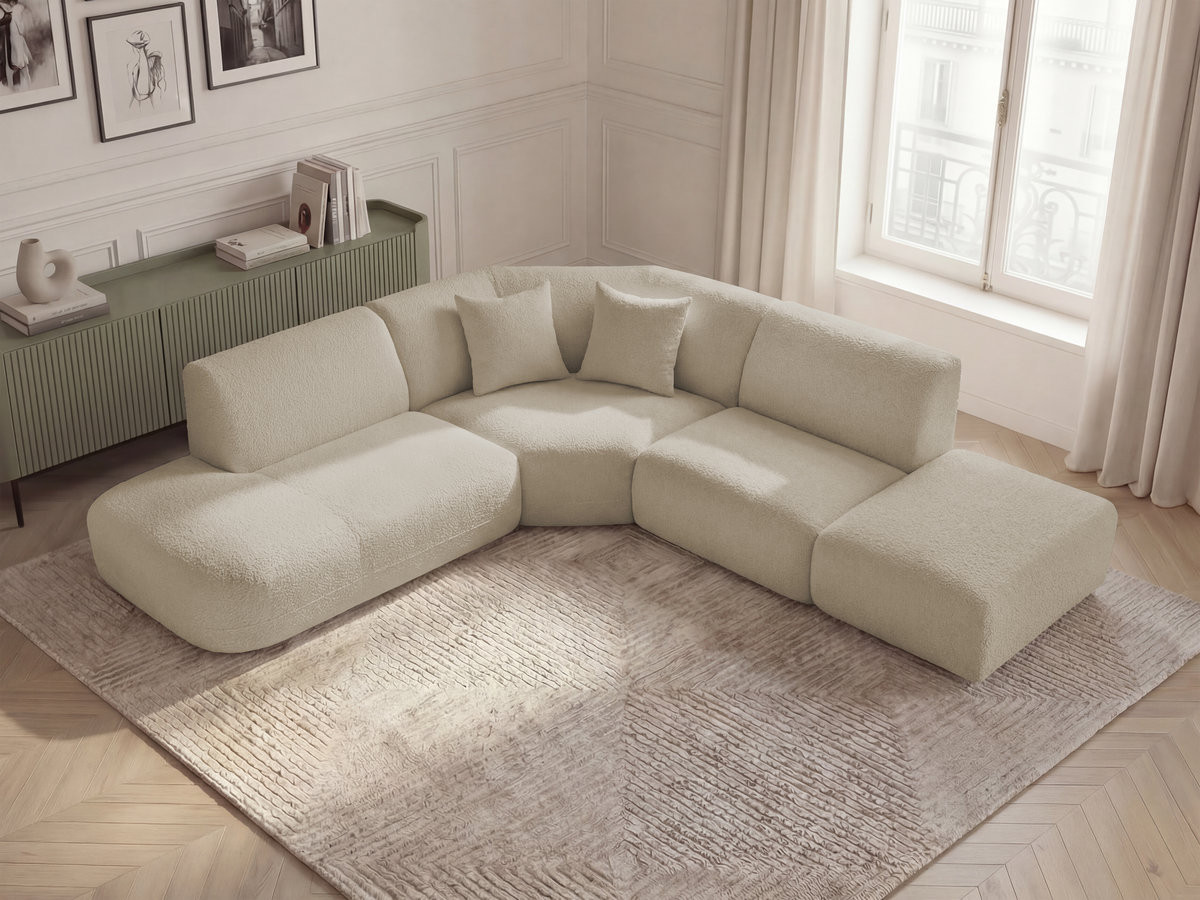 Bobochic Anda Ecksofa 279 × 264 cm Chenille Beige Ecke links