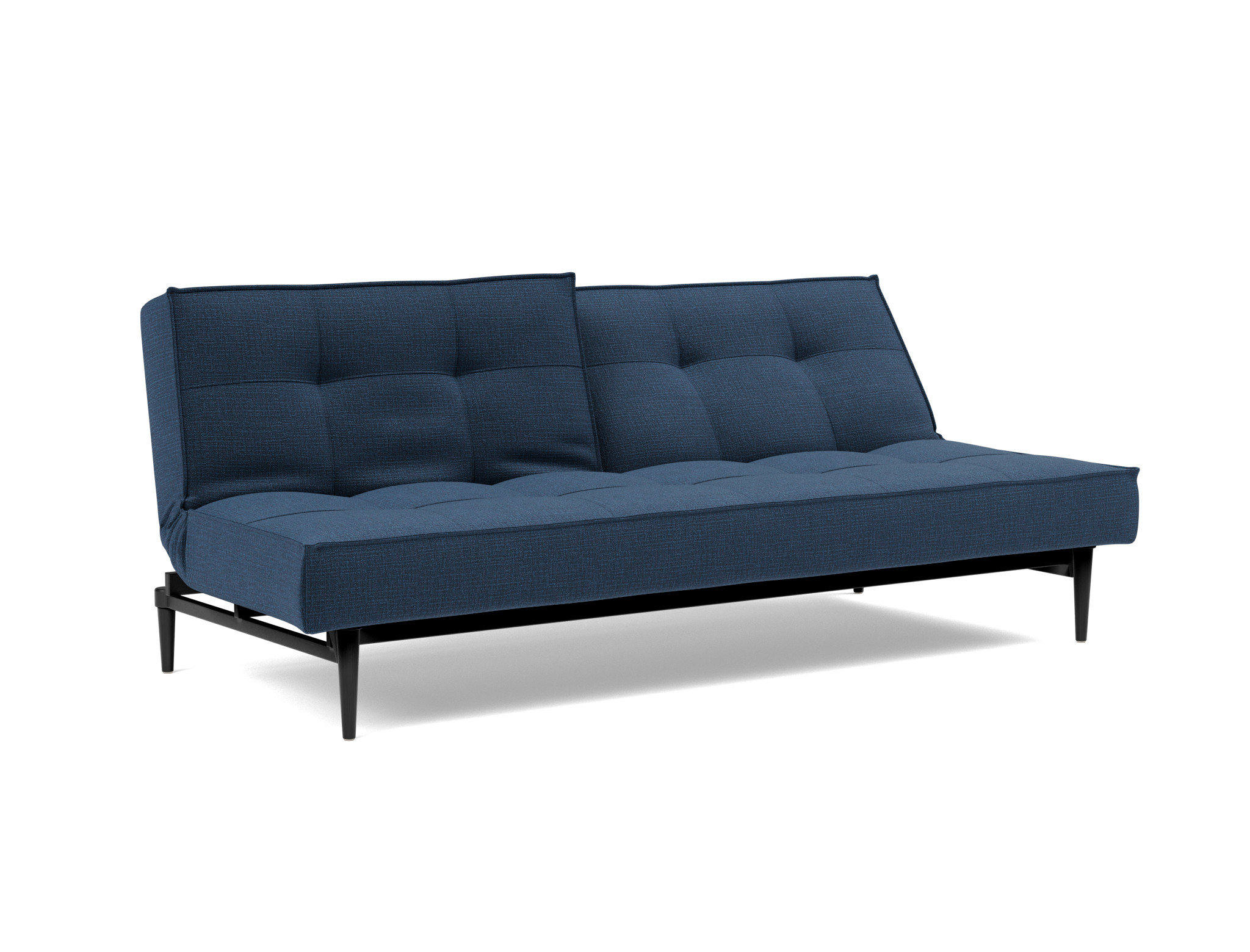 Schlafsofa Splitback Chenille Esina 414-Indigo-Blue Beine Styletto Eiche schwarz
