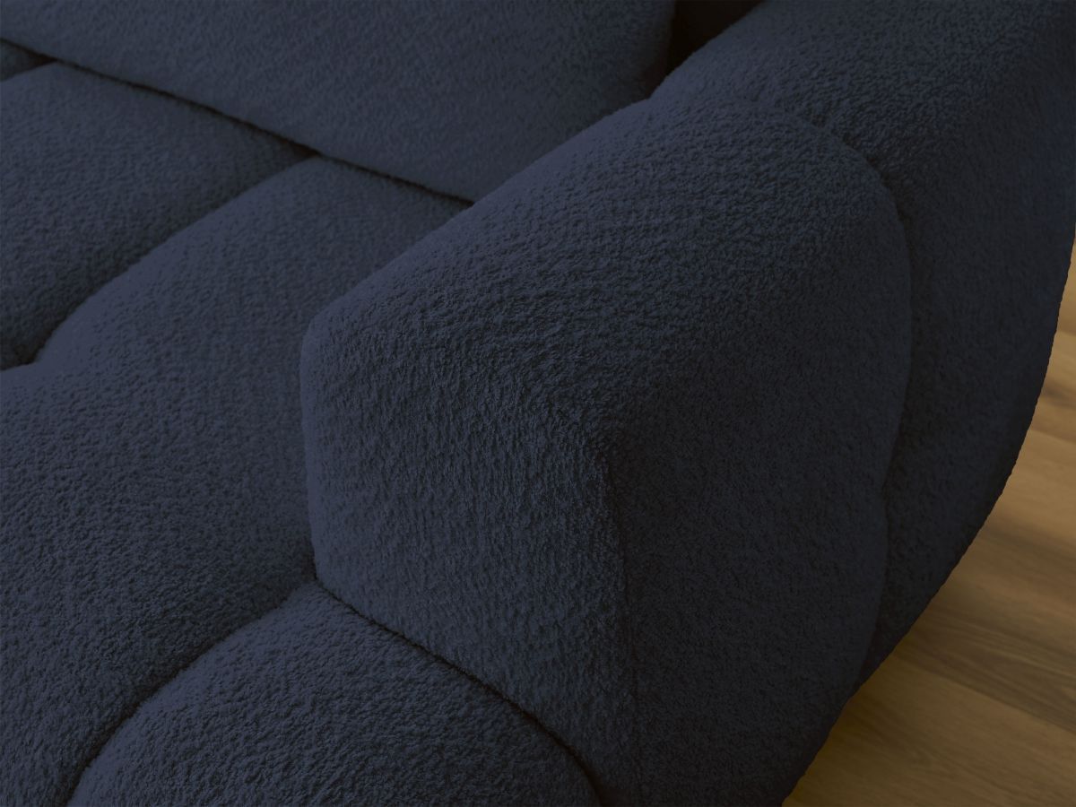 Bobochic Fuji Ecksofa mit Schlaffunktion und Bettkasten 292 × 160 cm Bouclé-Stoff Dunkelblau Ecke links