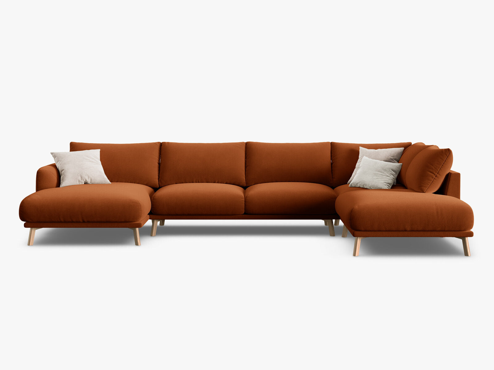 Micadoni Panorama Ecksofa Naomi 6-Sitzer Rechts Samt Salvador Terrakotta