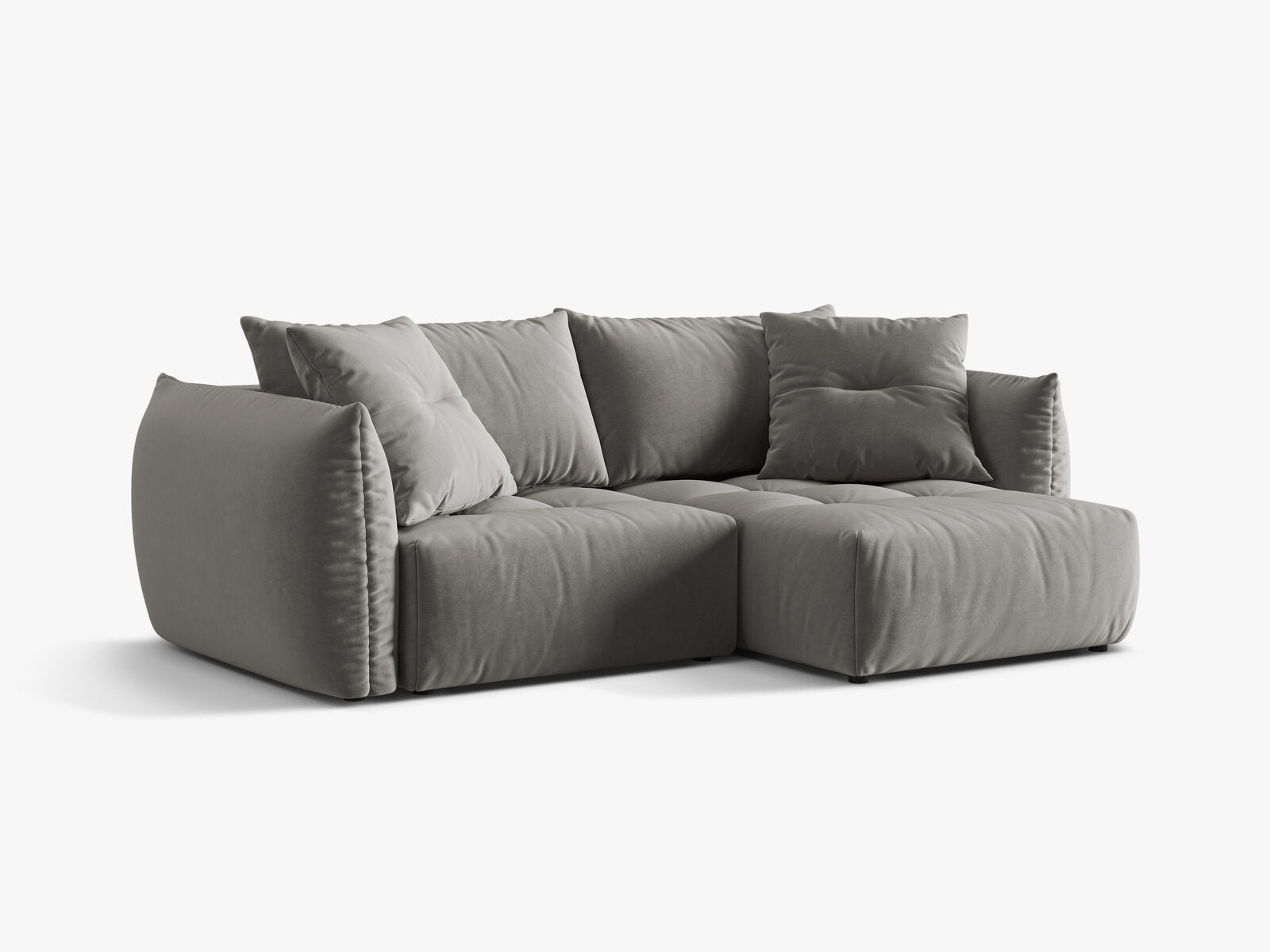 Micadoni Bloom Ecksofa 3-Sitzer mit Schlaffunktion Rechts Samt Casino Grau