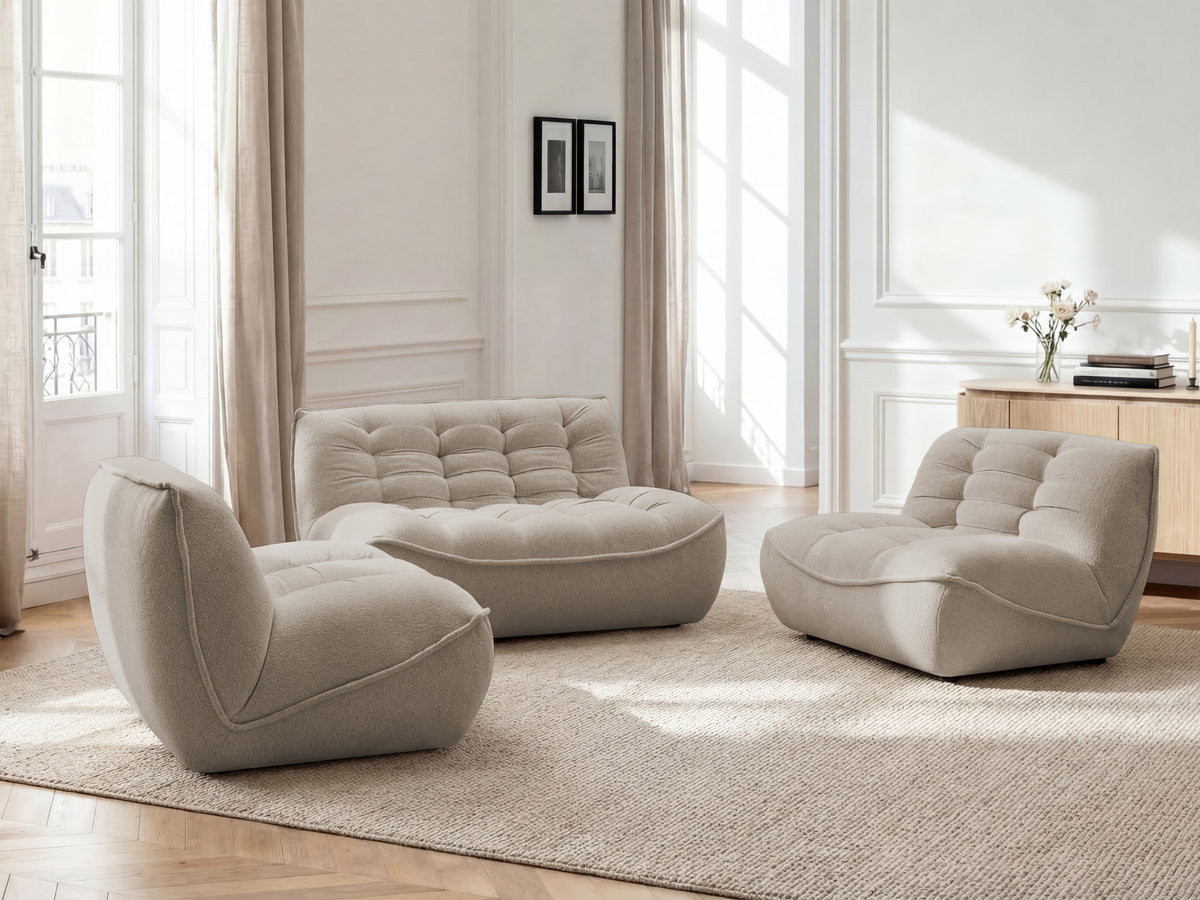 Bobochic Serena Sofa 4-Sitzer Melange-Stoff Taupe