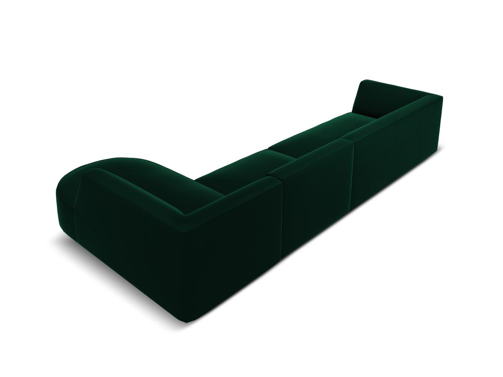 Cosmopolitan Design Ecksofa Siena 5-Sitzer abgerundet Samt Salvador Flaschengrün Rechts