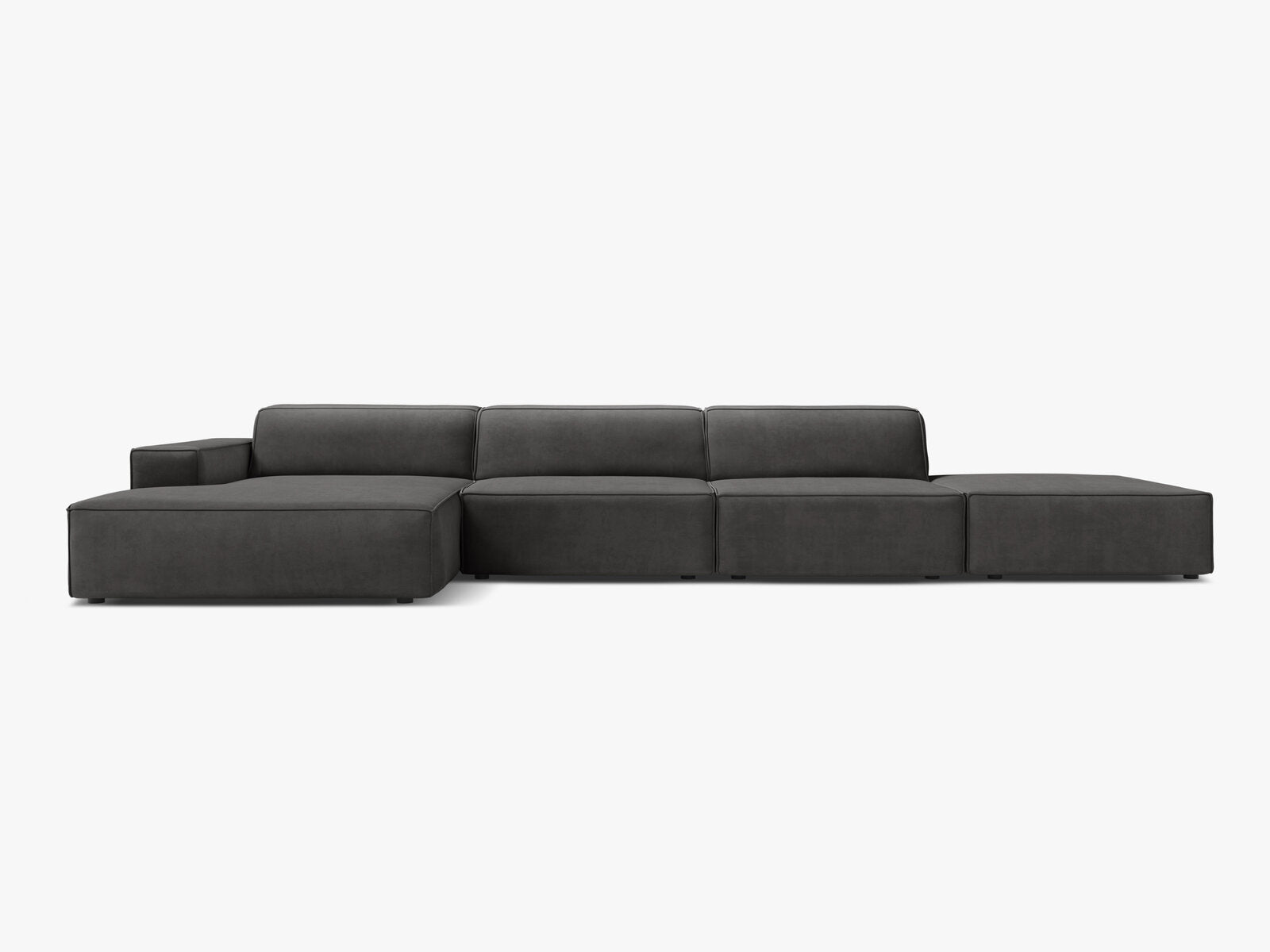 Micadoni Ecksofa Jodie 5-Sitzer Links Samt Bluvel Grau